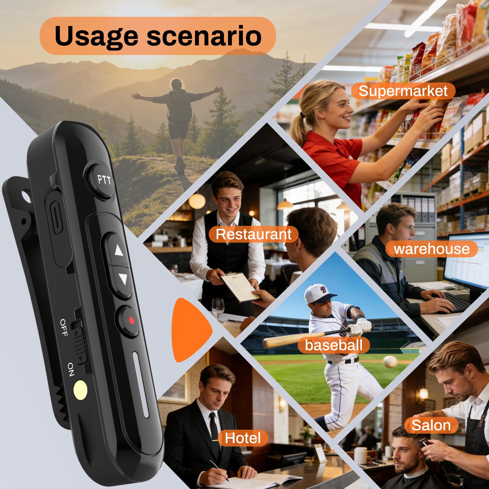 VROESA Super Mini Walkie Talkies Pro Two Way Radio with Earpieces by VROESA - Angle View 7