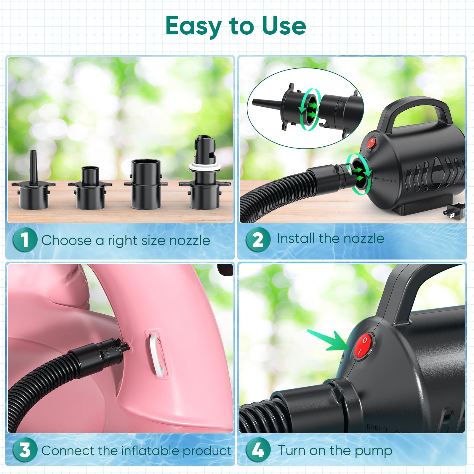 MAACLOUD Electric Air Pump for Inflatable Pool Toys: High Power Quick- - View 5