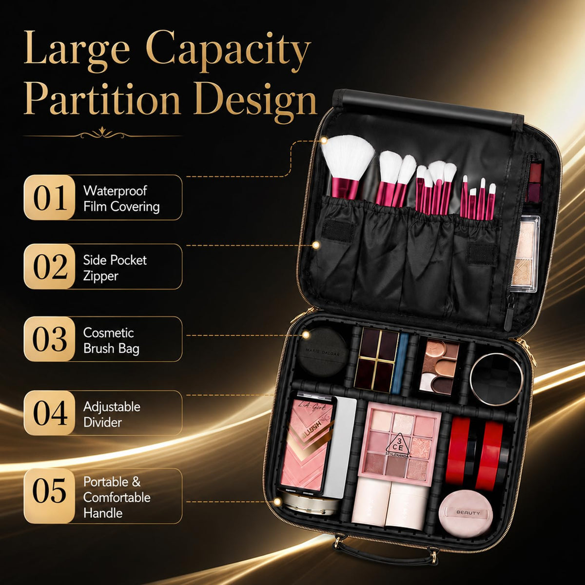 Cosmetic Storage Case with Adjustable Compartments - FOLOKE Official Imagery - 7