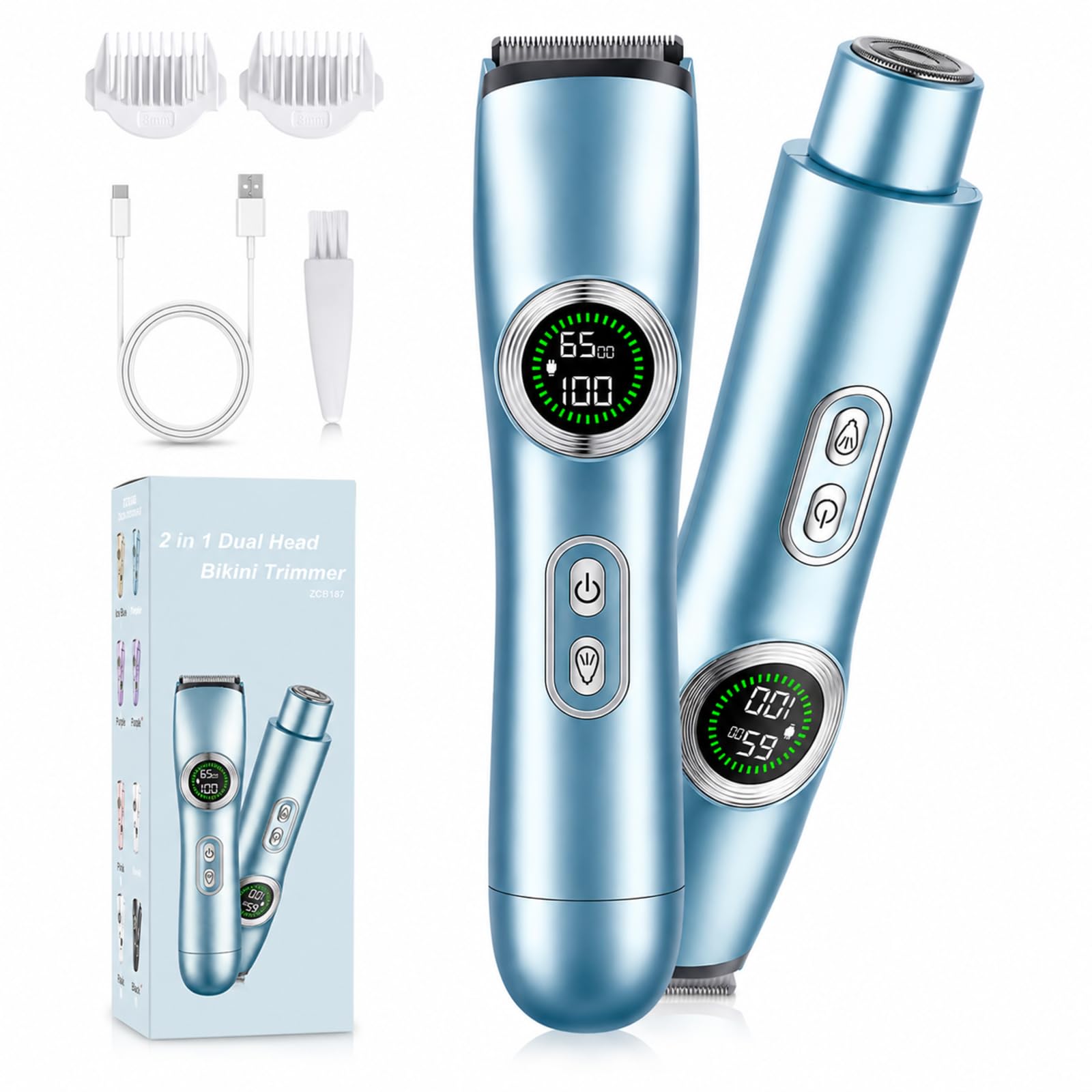 Yinnovay 2-in-1 Bikini Trimmer & Electric Razor Women