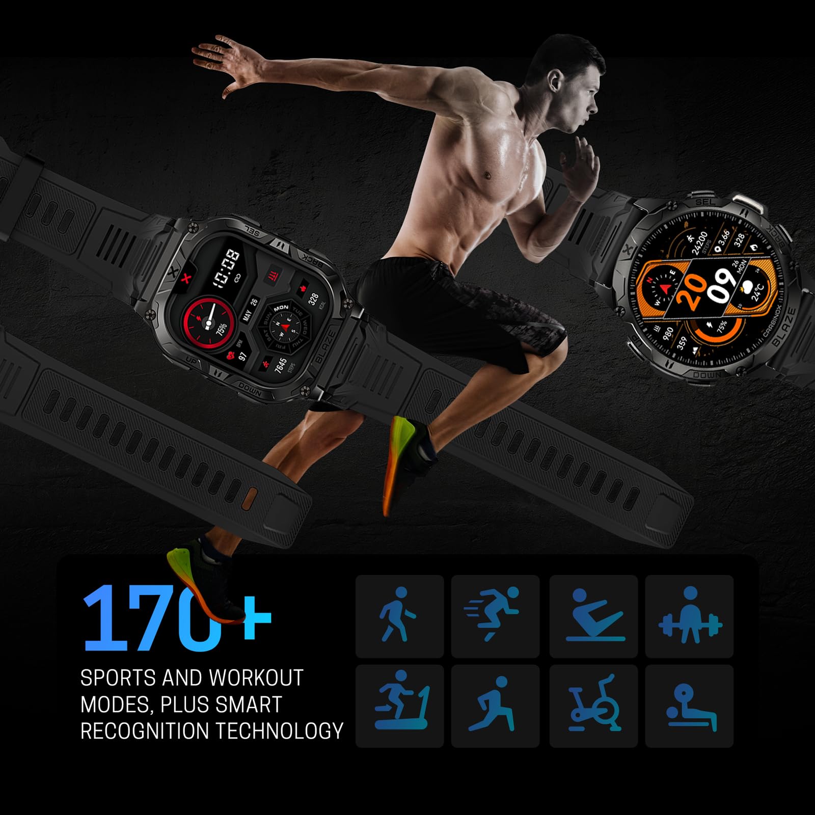 CARBINOX Blaze Smart Watch with GPS  , Fitness Tracker Waterproof IP69 - View 3