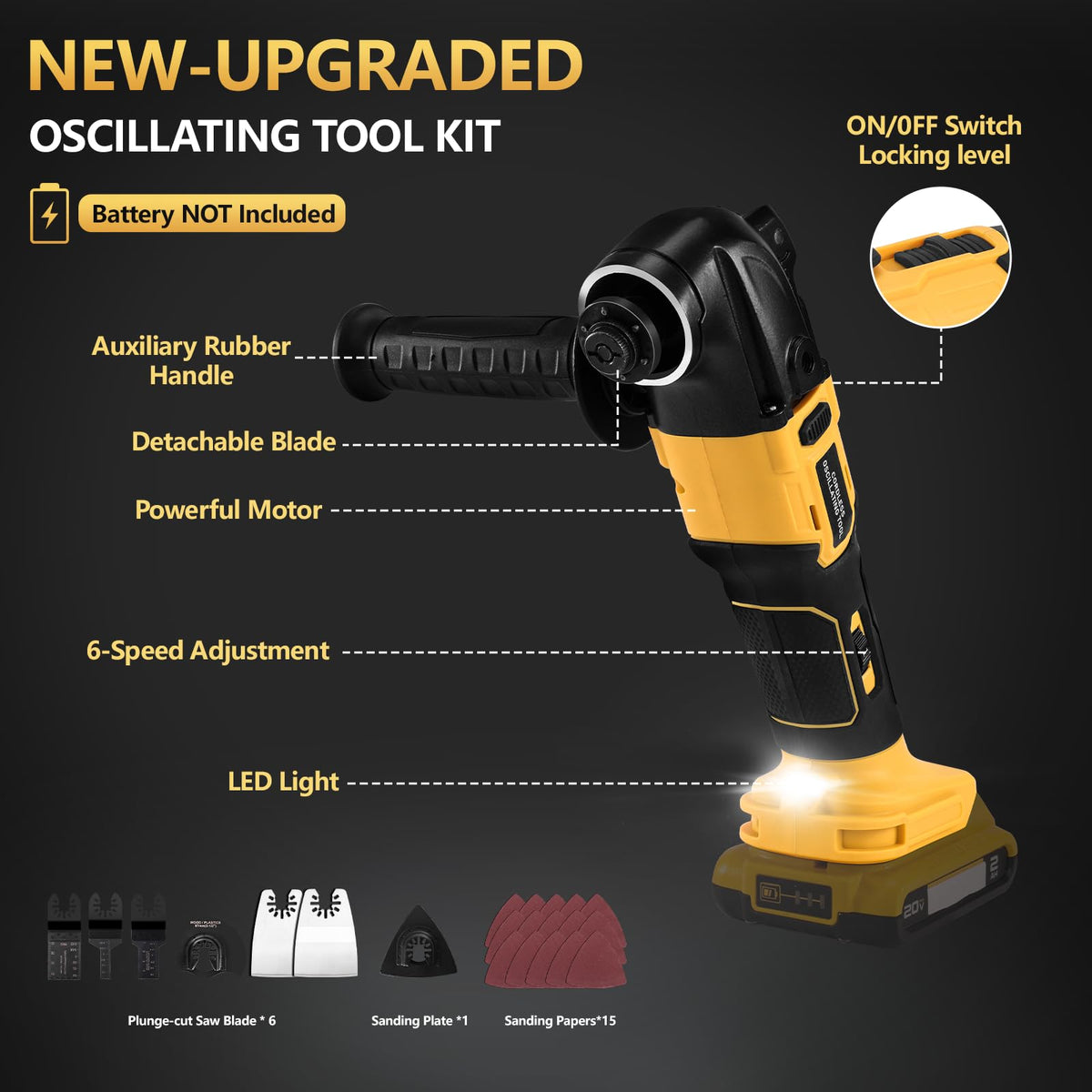 Cordless Oscillating Tool Brushless Orbiting Tool Compatible - Labfintom Official Imagery - 8