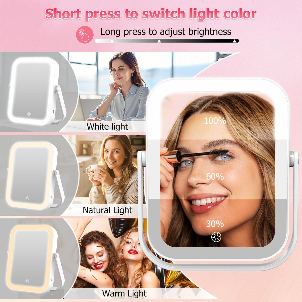 FUNTOUCH 30X 1X Travel Magnifying Mirror with Light White - FUNTOUCH Official Imagery - 6