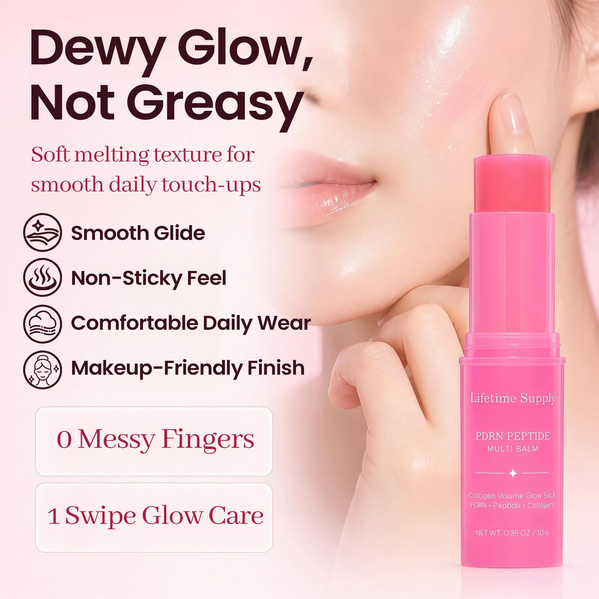 2PCS PDRN Pink Collagen Volume Multi Balm Stick for Face - Lifetime Supply Official Imagery - 6