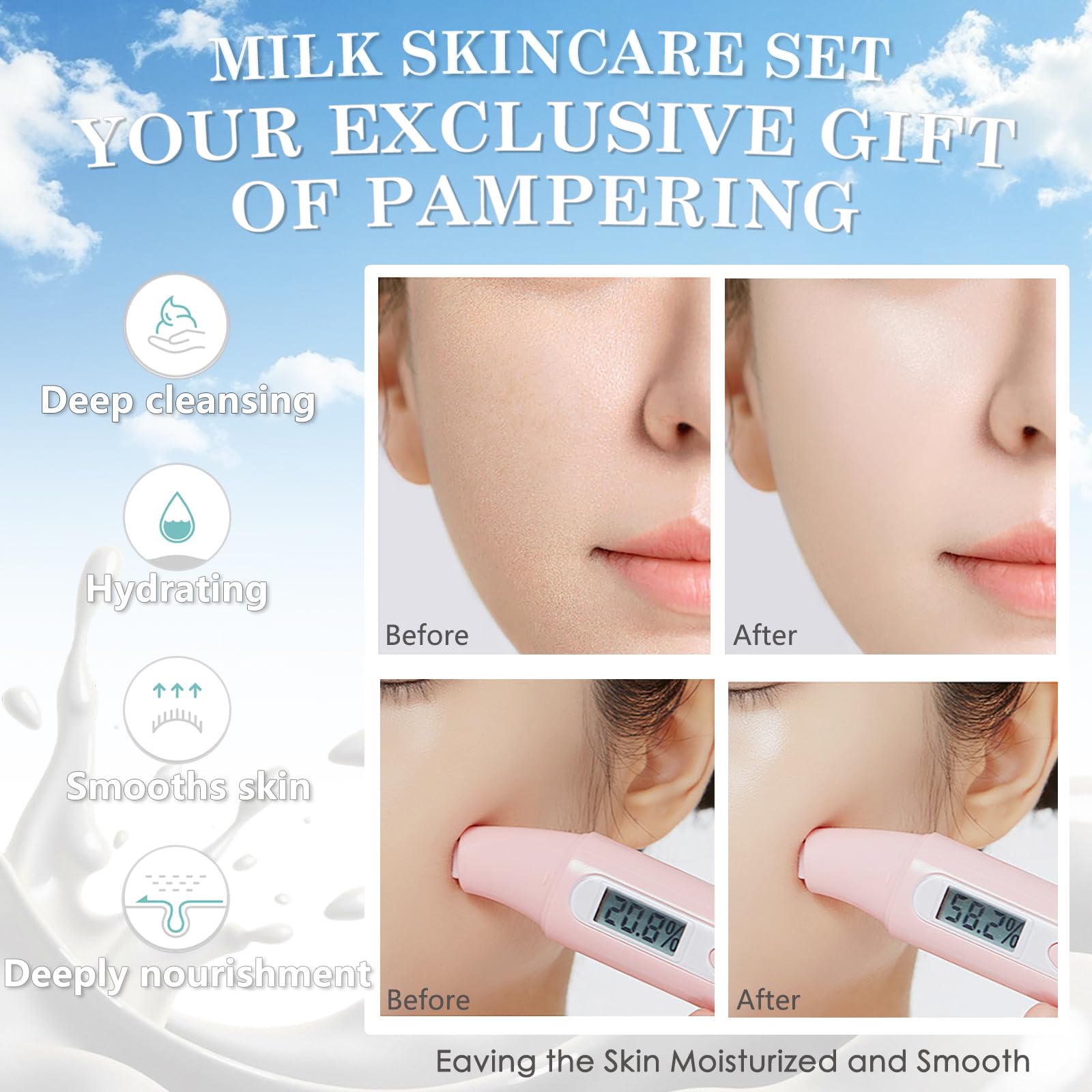 Milk Skin Care Set for Kids, 12 IN 1 Moisturizing &amp; Gentle - BliBling