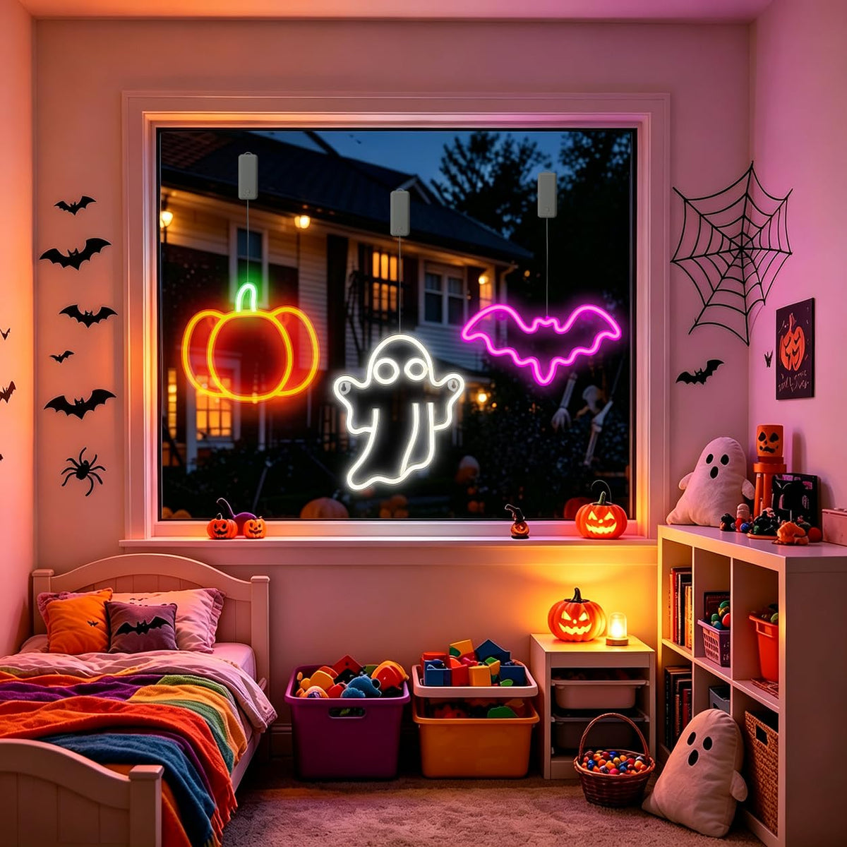 3Pack Rechargeable Halloween Window Lights 4 6 12H Timer - Brisum Official Imagery - 6