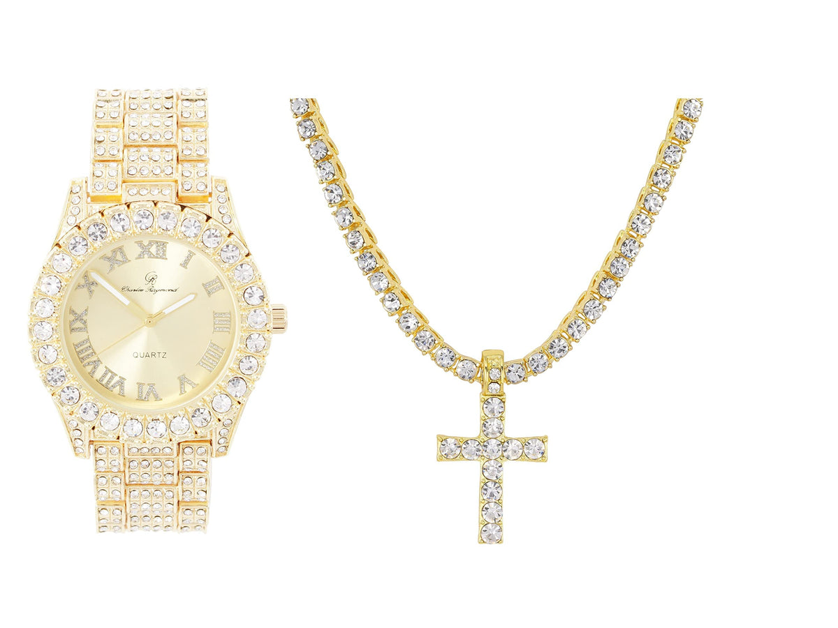 Charles Raymond Luxury Mens Iced Out Tennis Cross Necklace w - Charles Raymond Official Imagery - 1
