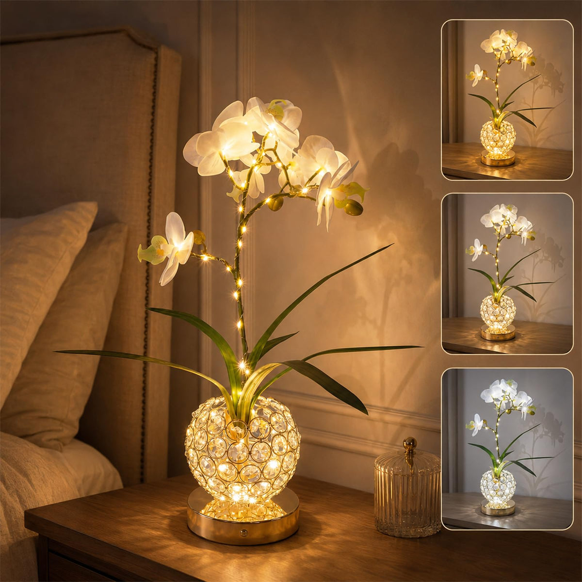 Flower Table Lamp 3 Colors Touch Stepless Dimming Orchid - Strackvial Official Imagery - 1
