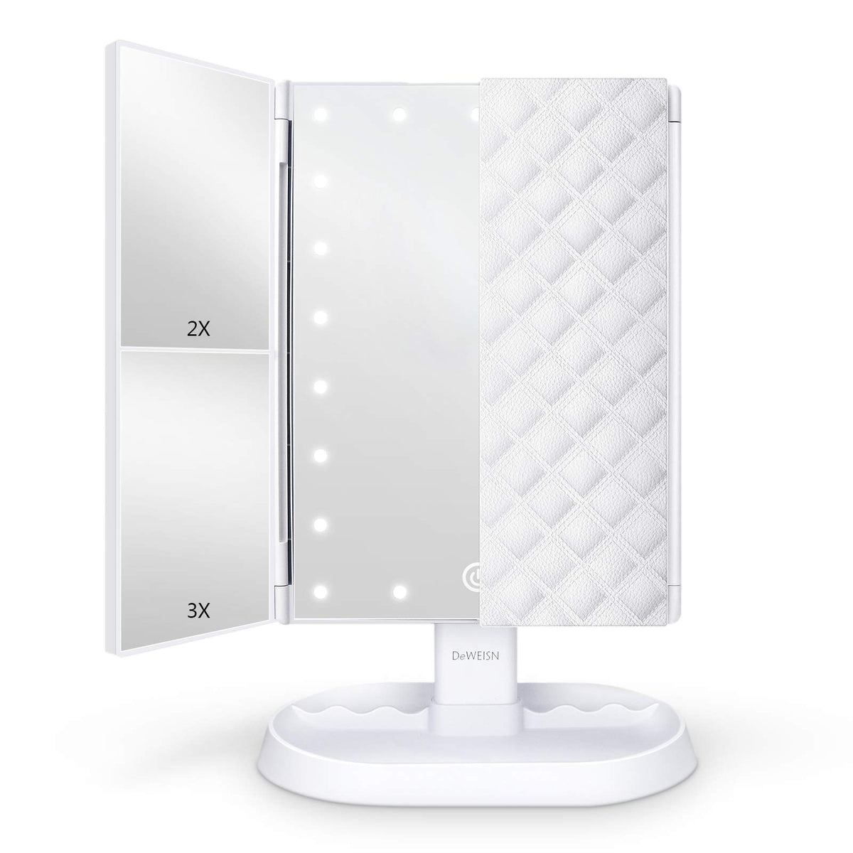 Trifold Lighted Vanity Makeup Mirror with 21 LEDs Lights 1x - deweisn Official Imagery - 1