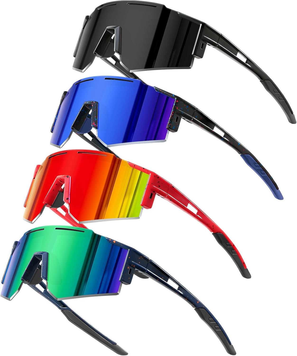 Set of four DioKiw kids polarized baseball sunglasses for boys and girls, featuring soft, durable frames and UV protection.