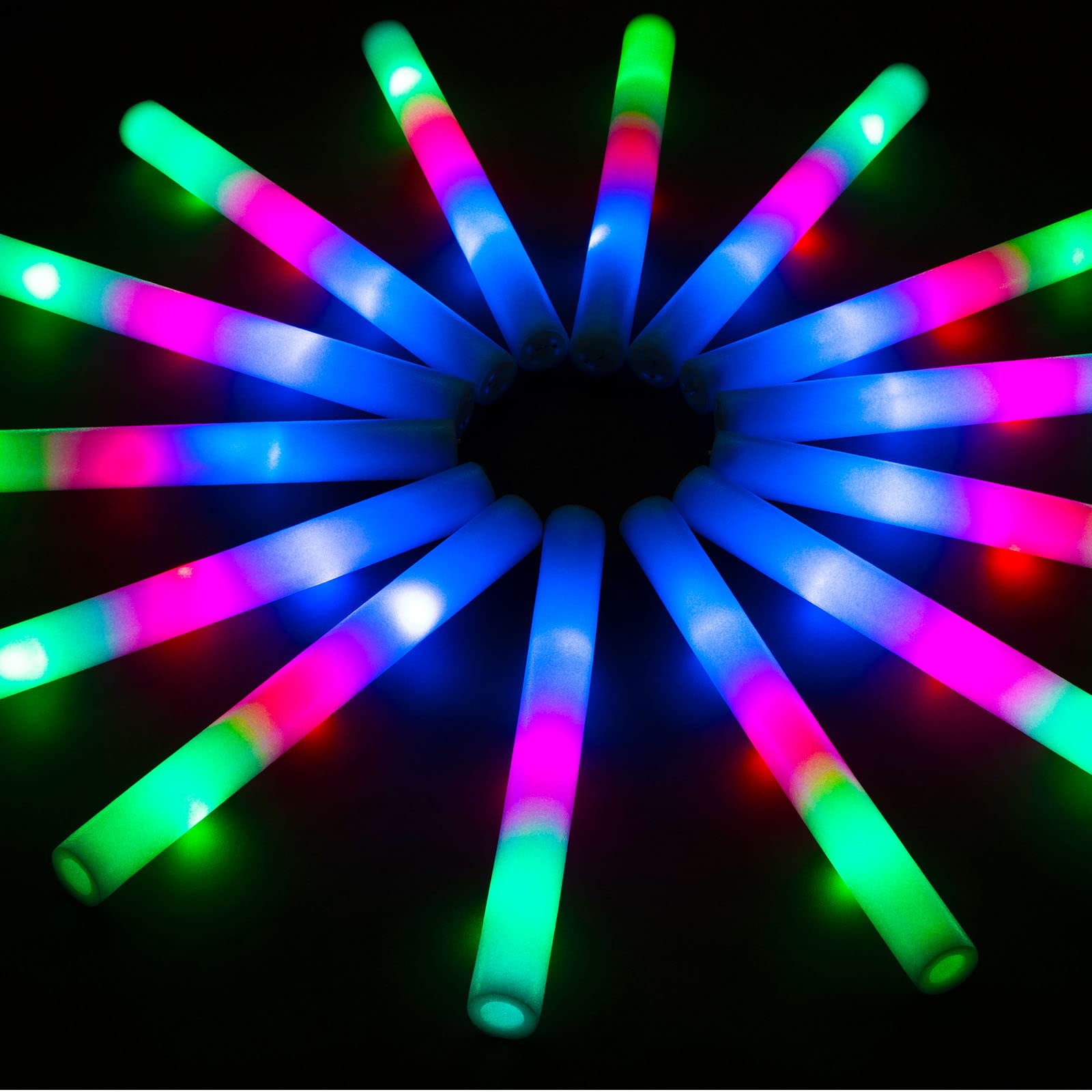 28PCS LED Foam Glow Sticks, Foam Light up Sticks Bulk Party Pack - Product Imagery