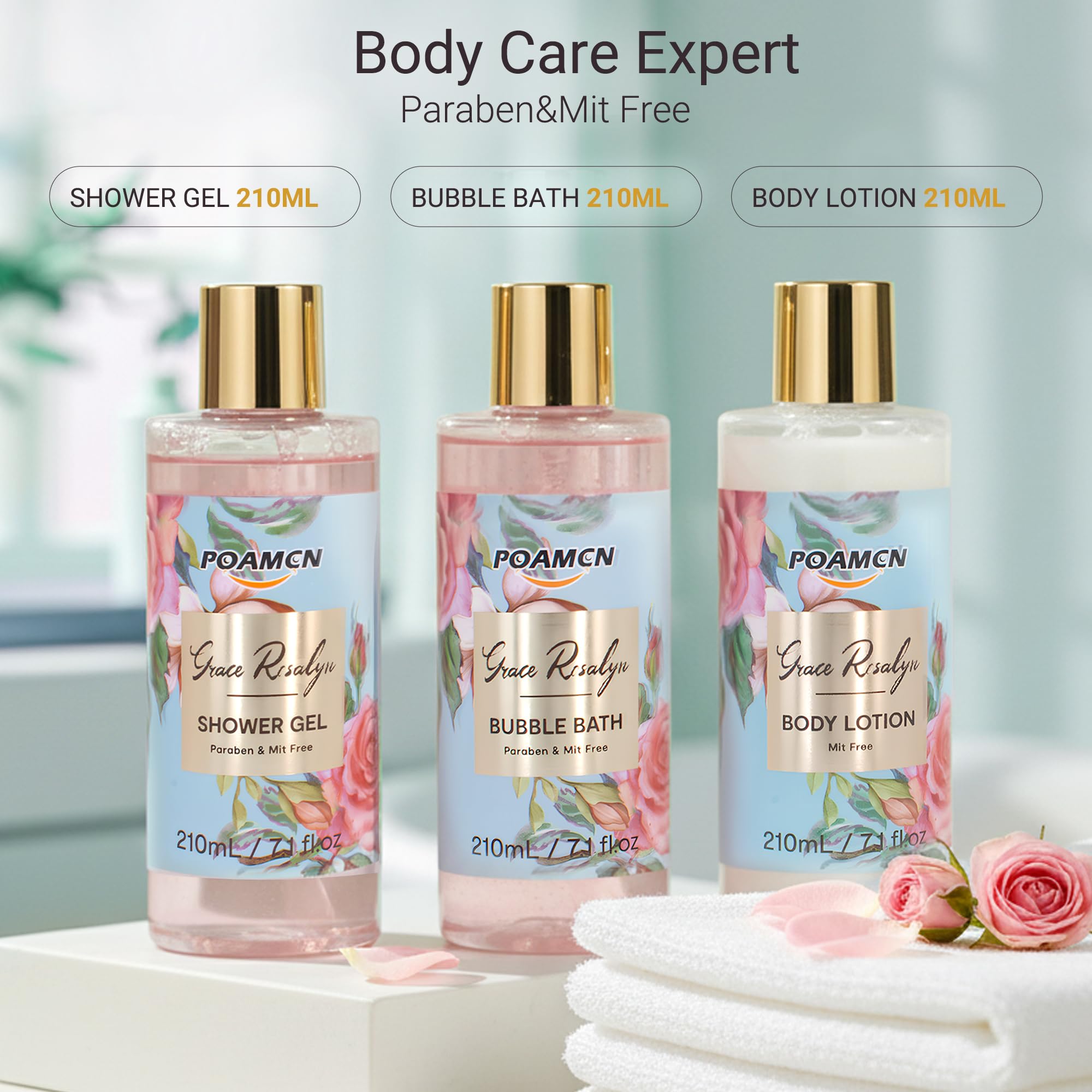 Bath and Body Gift Set Home Spa Gift Set for Women Rose - poamcn Official Imagery - 3