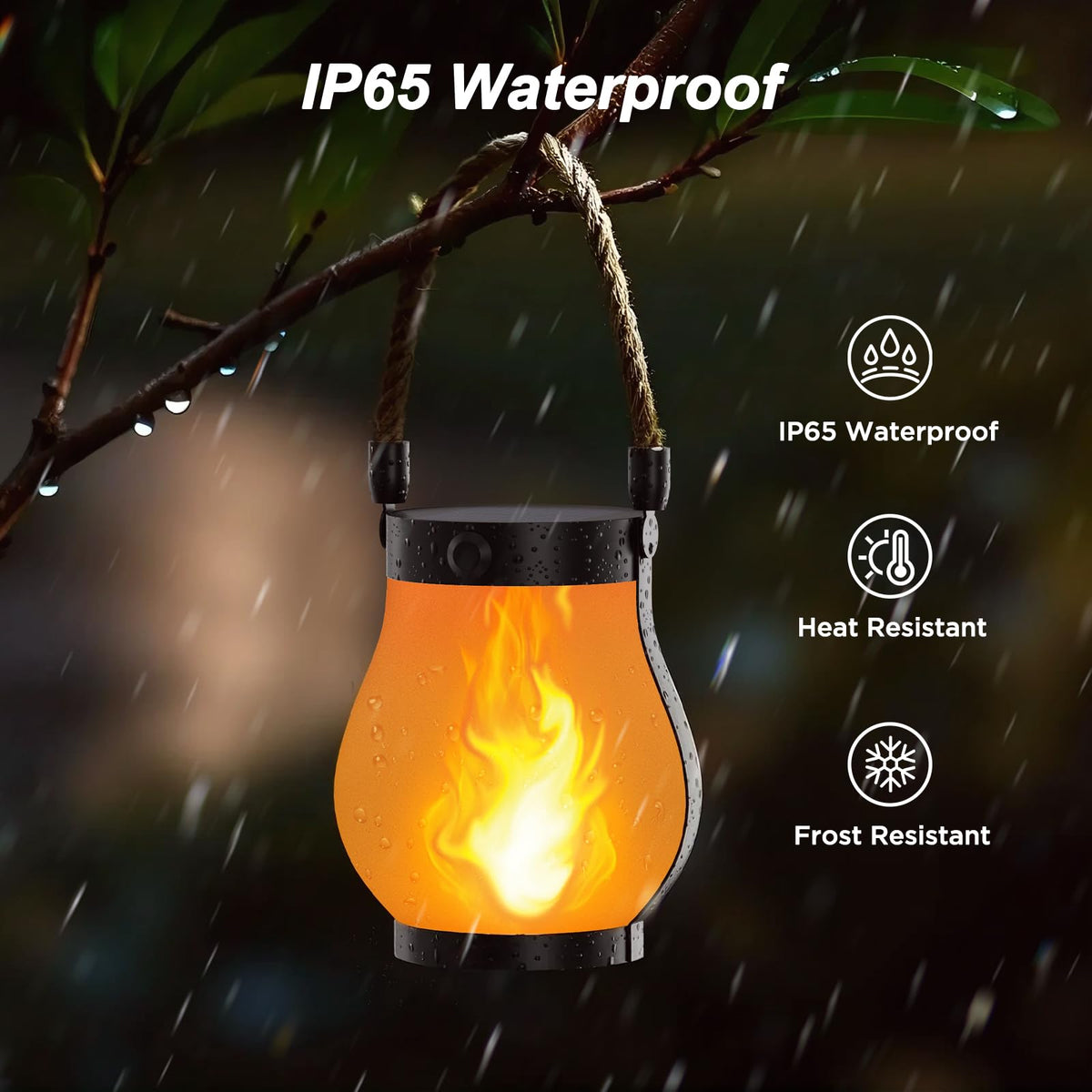 Gen2 Solar Lanterns Outdoor Waterproof with Ultra Real Flame - Hompavo Official Imagery - 7