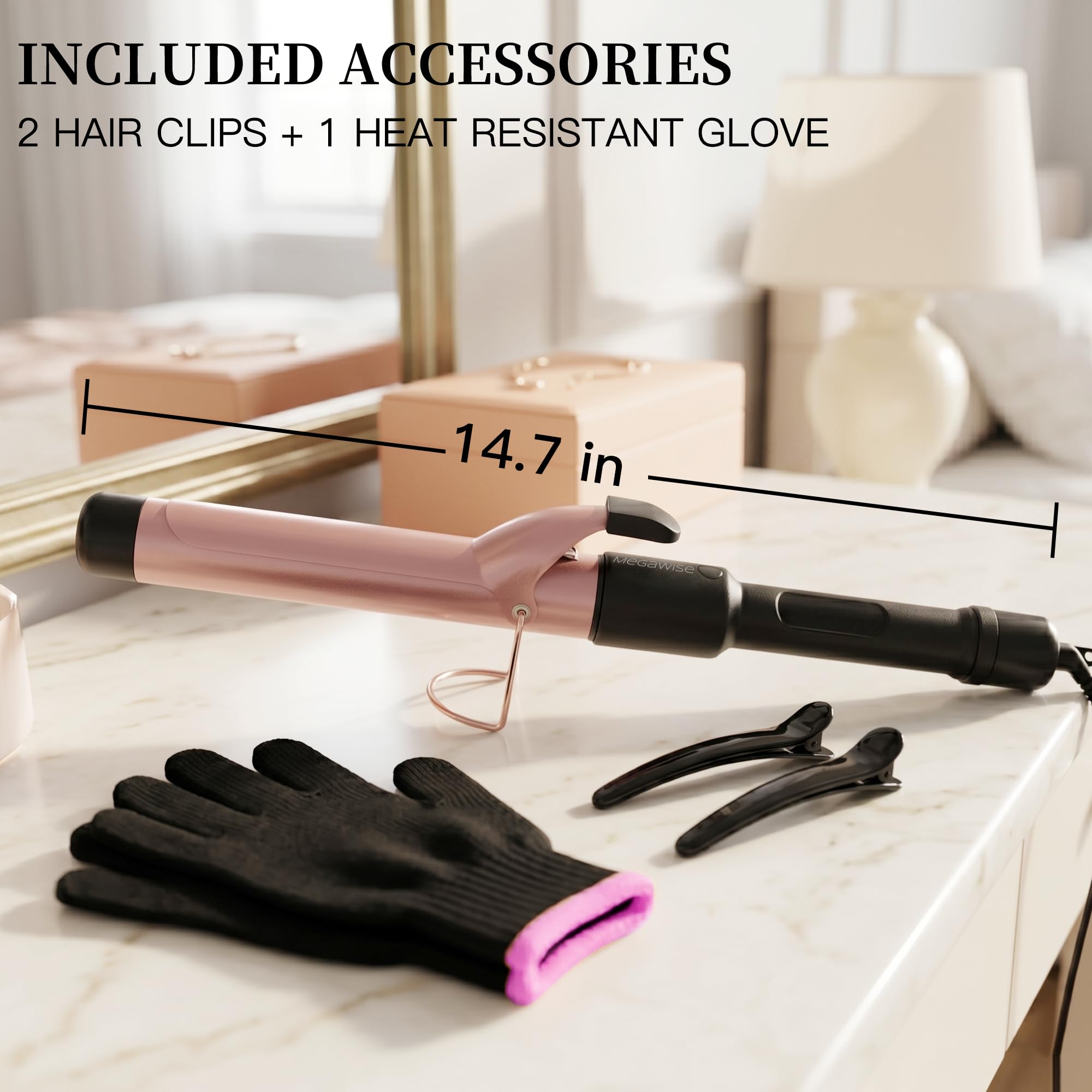 Unlock Your Hair's Potential with MegaWise Pro: 1 1/4 inch Ceramic Barrel, 60s Fast Heating, Anti-Scald Grip, and Complete Styling Kit for Effortless Glamour!