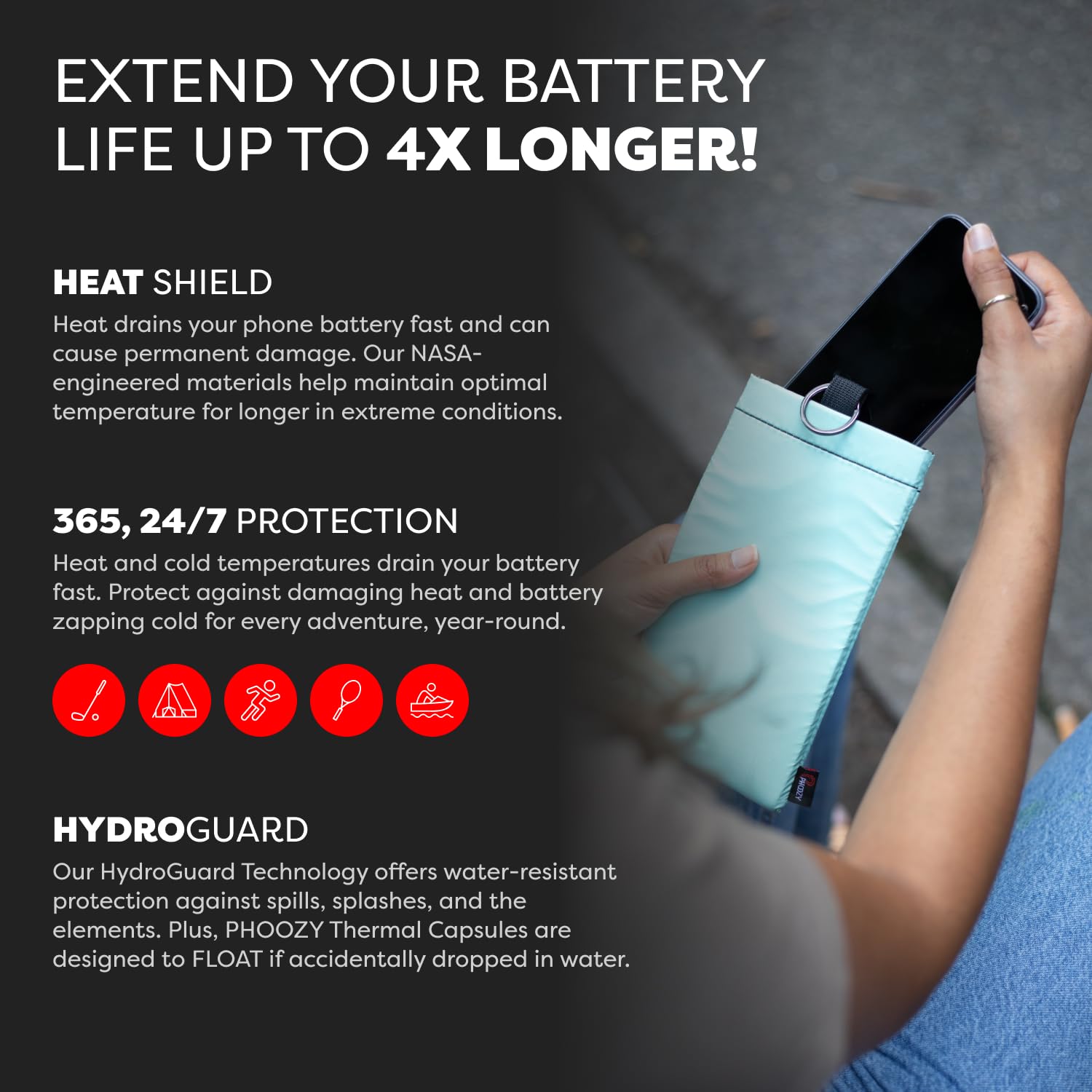 PHOOZY Apollo II Thermal Phone Case with NASA-Derived Technology - Extends Batte - PHOOZY Official Product View 3