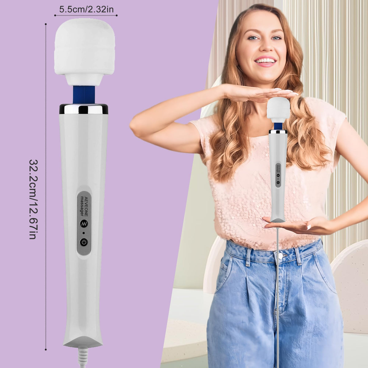 AEVEONE Wired Powerful Handheld Wand Massager Strong - AEVEONE Official Imagery - 3