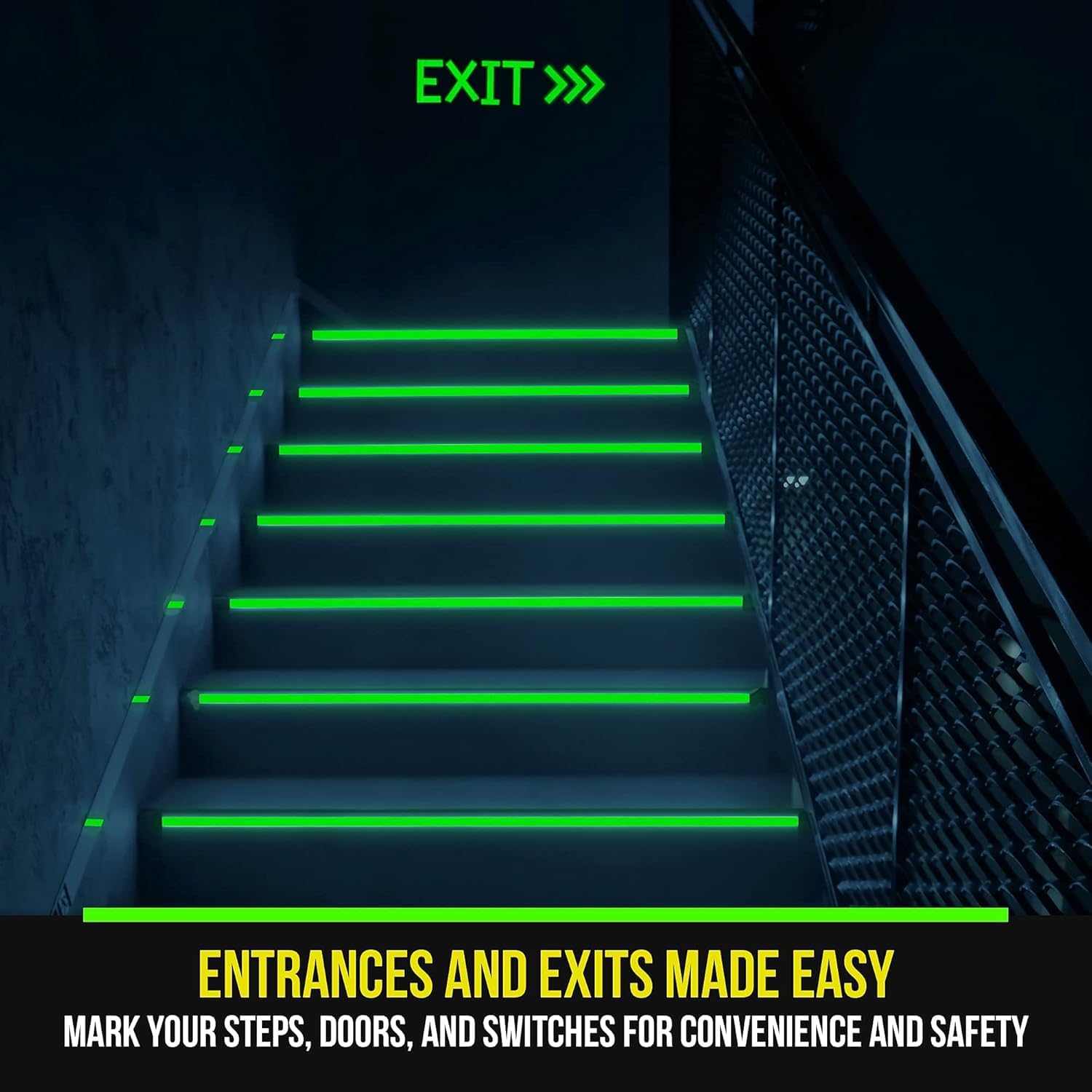 Lockport Glow in The Dark Tape, 30 ft x 1 in, bright rechargeable reflective tape shown on a surface.
