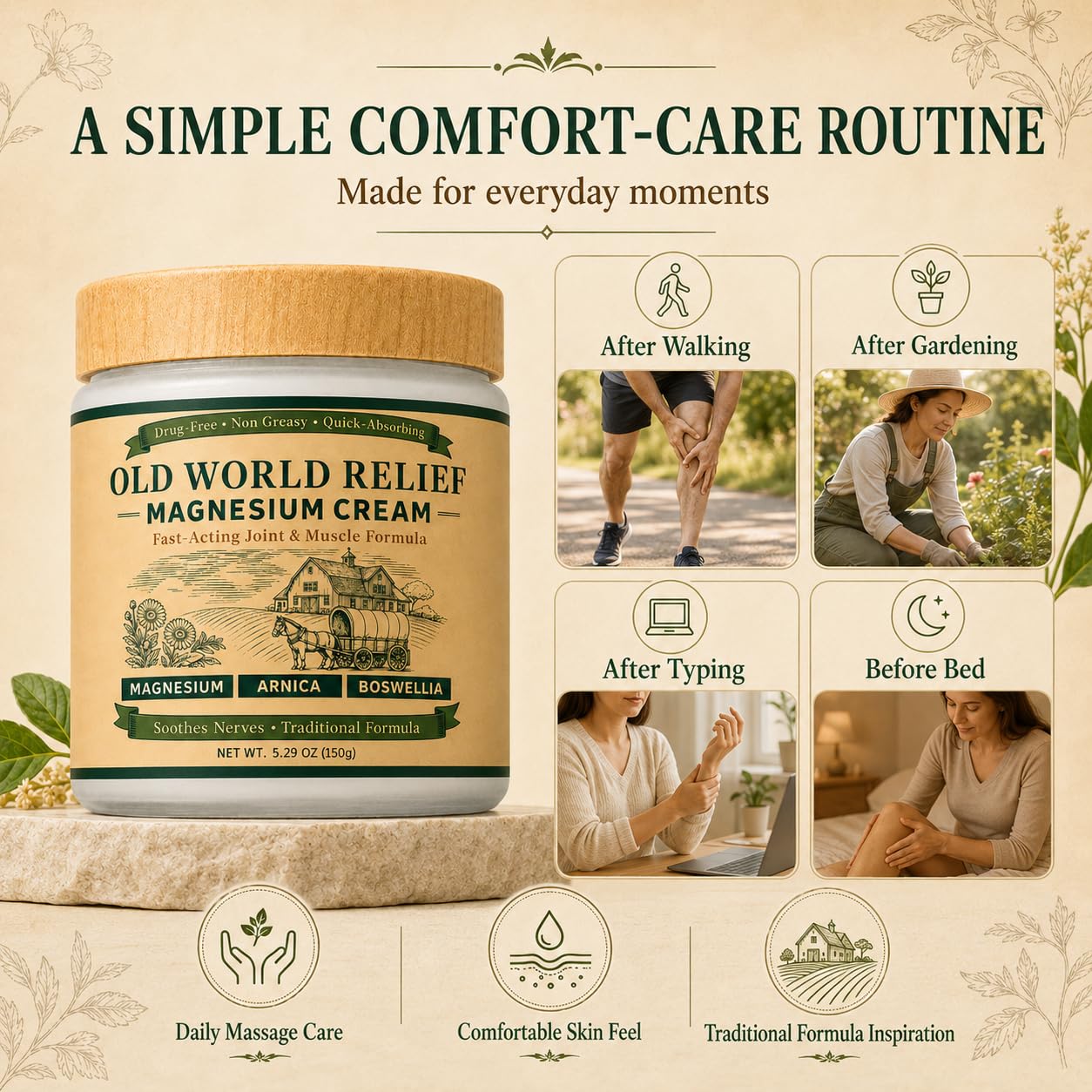 Old World Relief Magnesium Cream 150g – Nerve & Joint Care