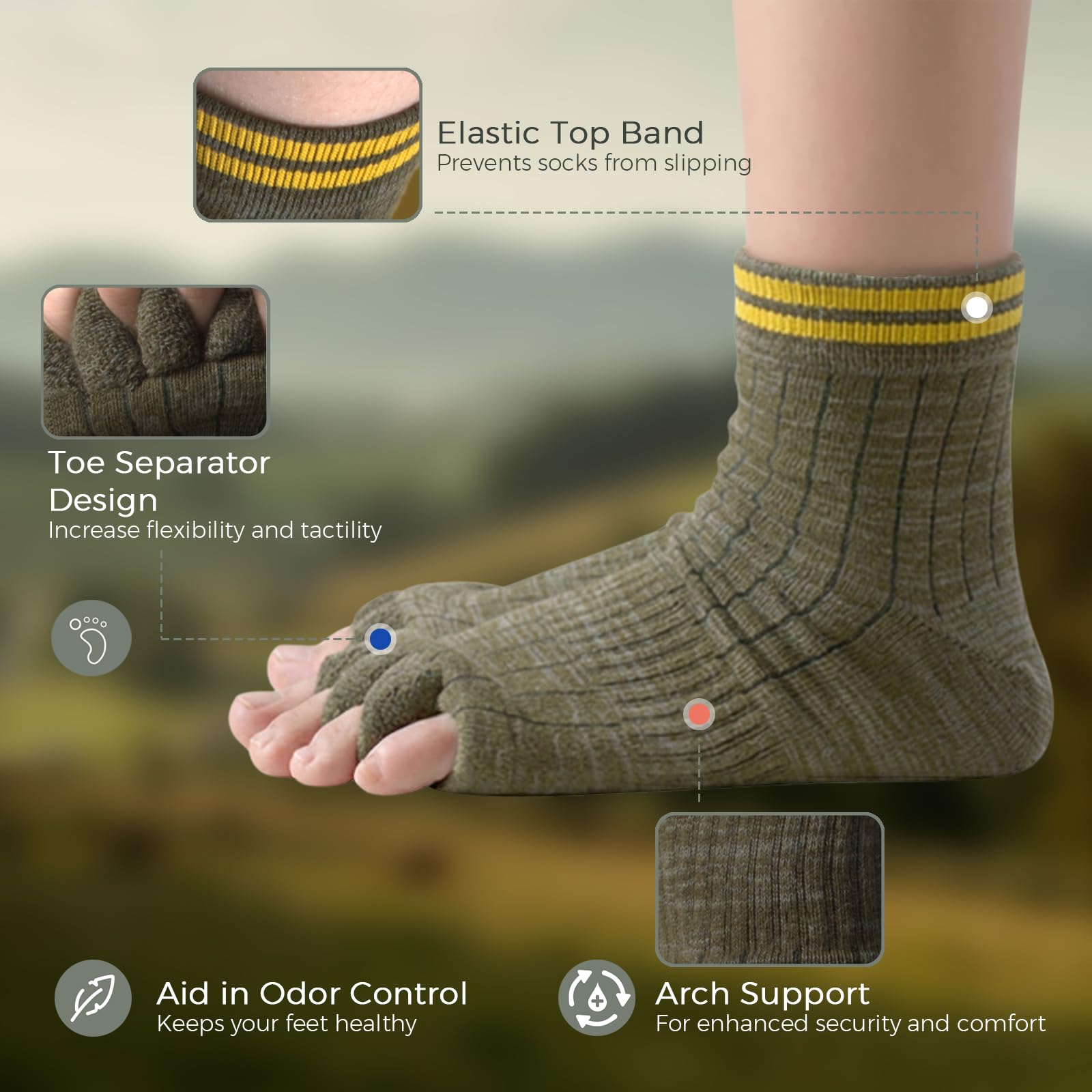 Burning Barefoot Toe Separator Socks – Foot Alignment & Pain Relief