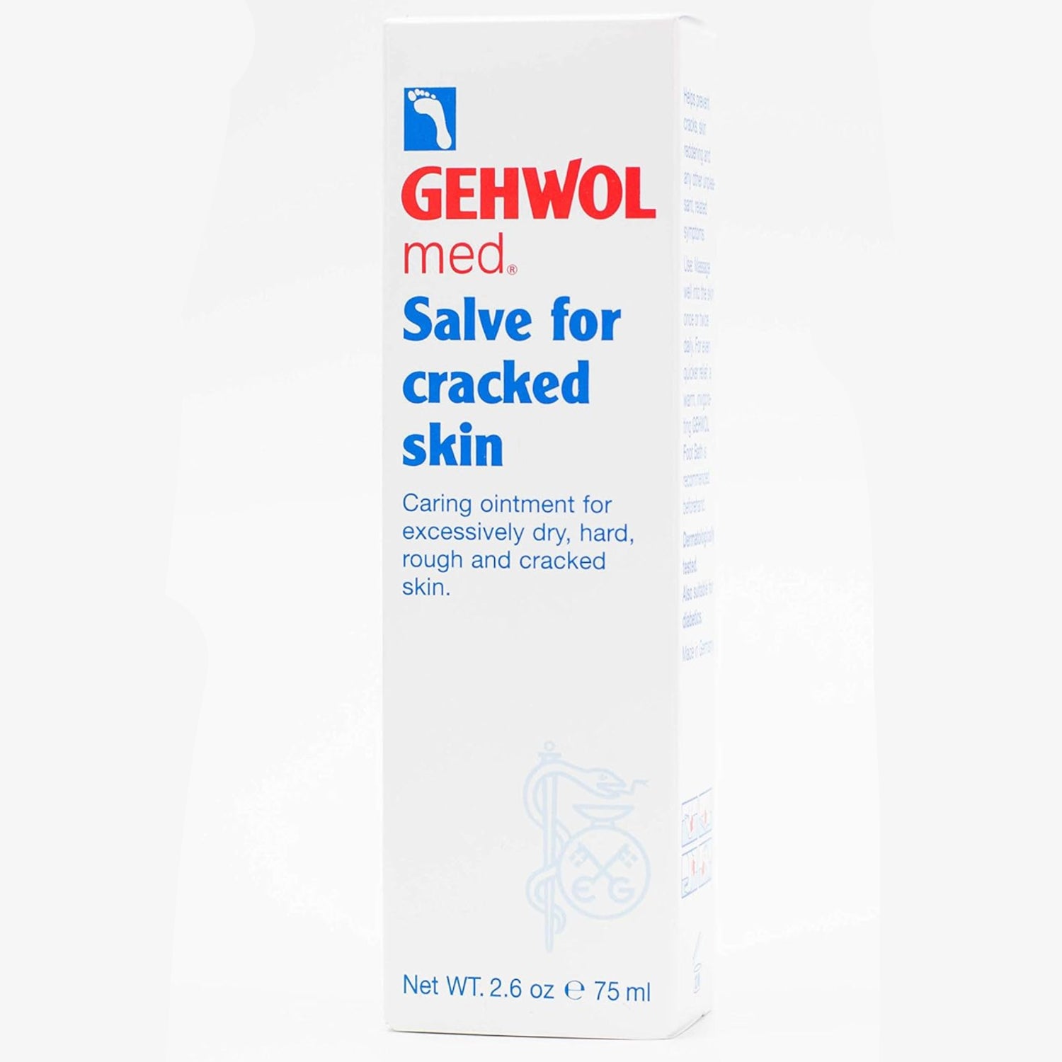 Elefair GEHWOL Med Salve for cracked skin in 2.6 oz container, nourishing and repairing dry, damaged skin with natural ingredients.