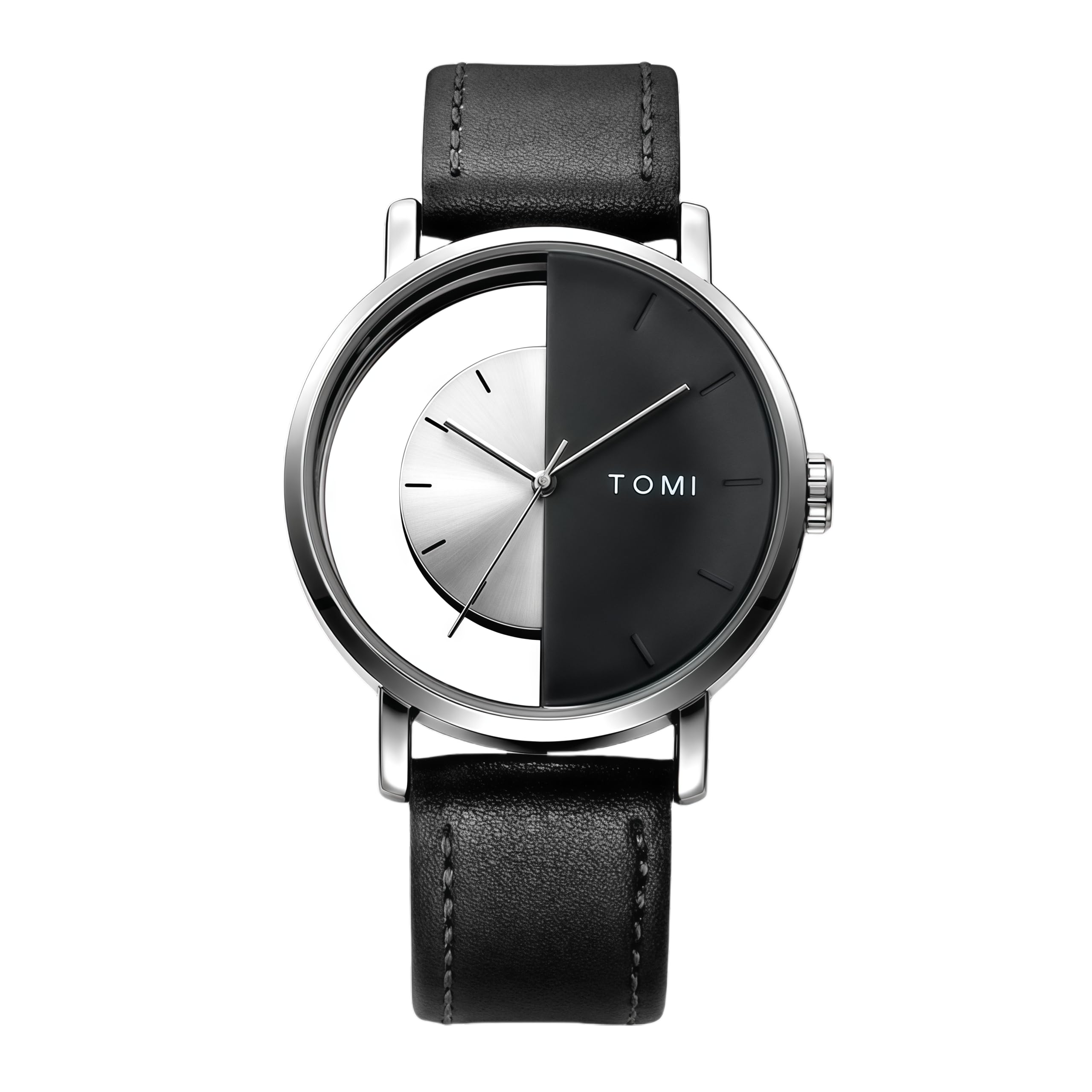 Unisex Transparent Half-Hollowed Classic Minimalist Quartz Watch - Product Imagery