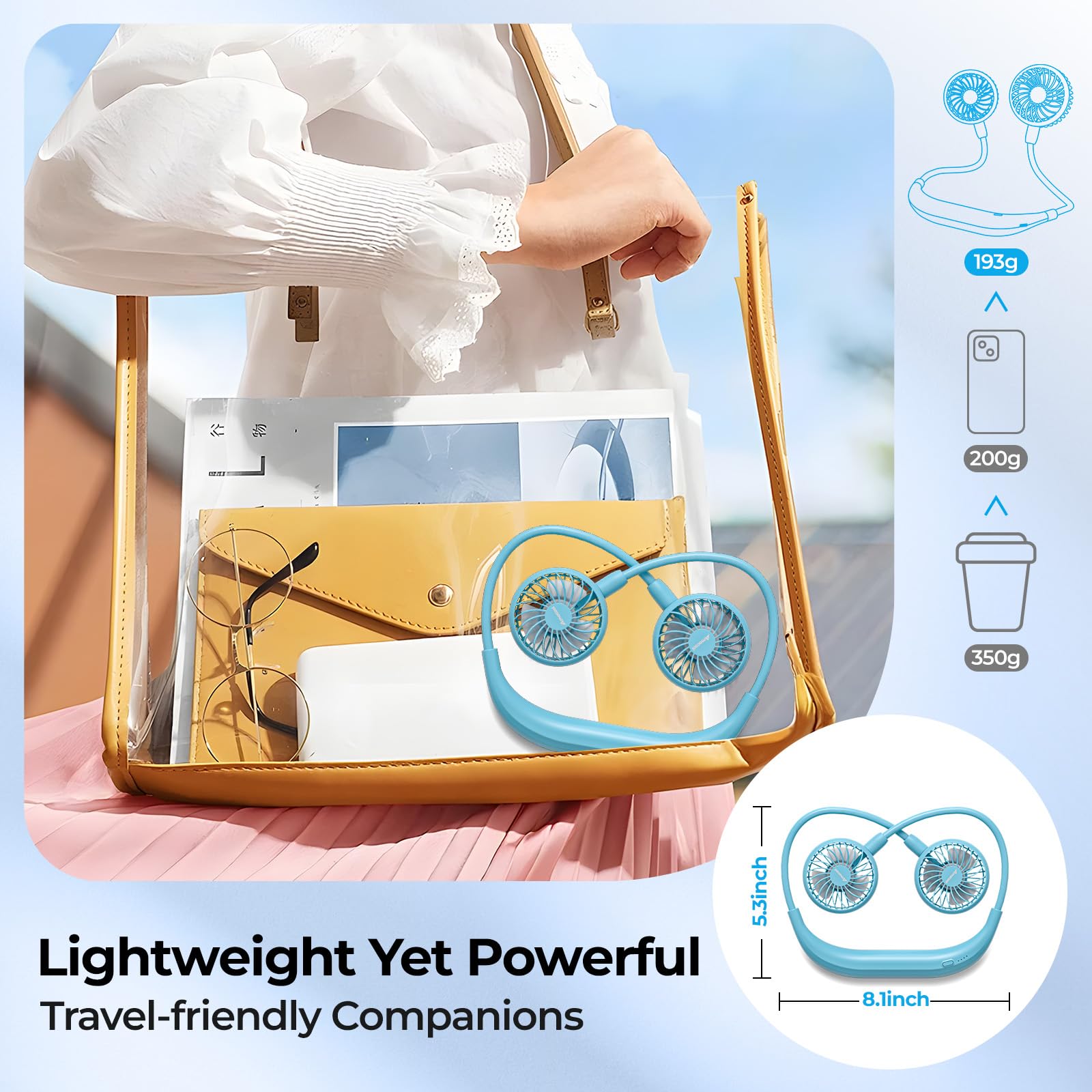 AMACOOL Portable Neck Fan, Lightweight Wearable with Hands-Free C by AMACOOL - Angle View 6