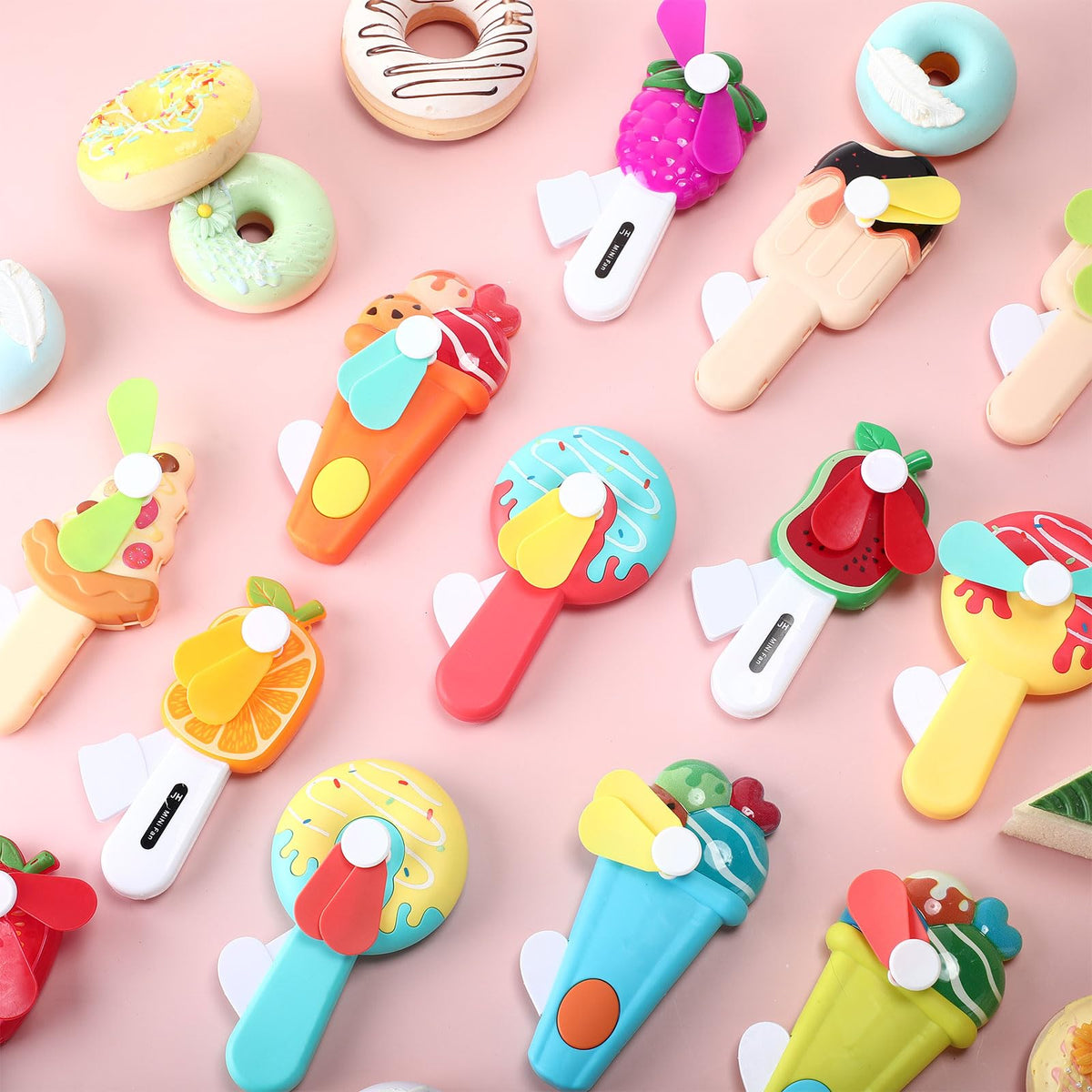 38 Pcs Mini Fans Bulk Cute Sweet Treats Handheld Fan Party - Kittmip Official Imagery - 4