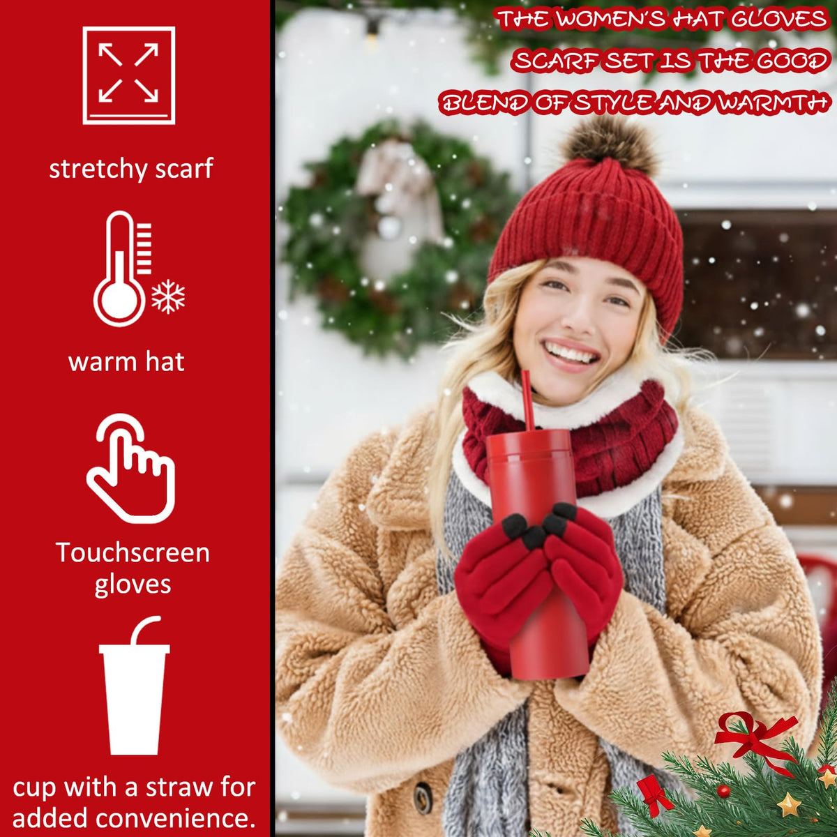 13 Pcs Christmas Women Gift Set Winter Gift Box Classic Red - Cutecrop Official Imagery - 4