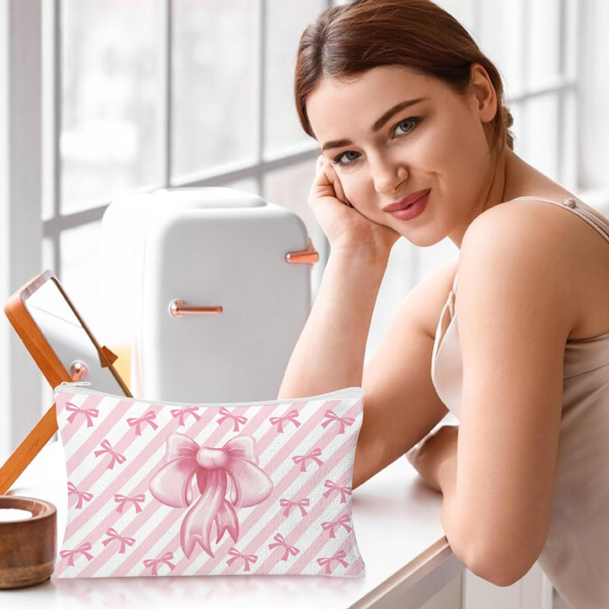 30pcs Pink Bow Makeup Bag Coquette Cosmetic Bags for Women - HSDSH Official Imagery - 7