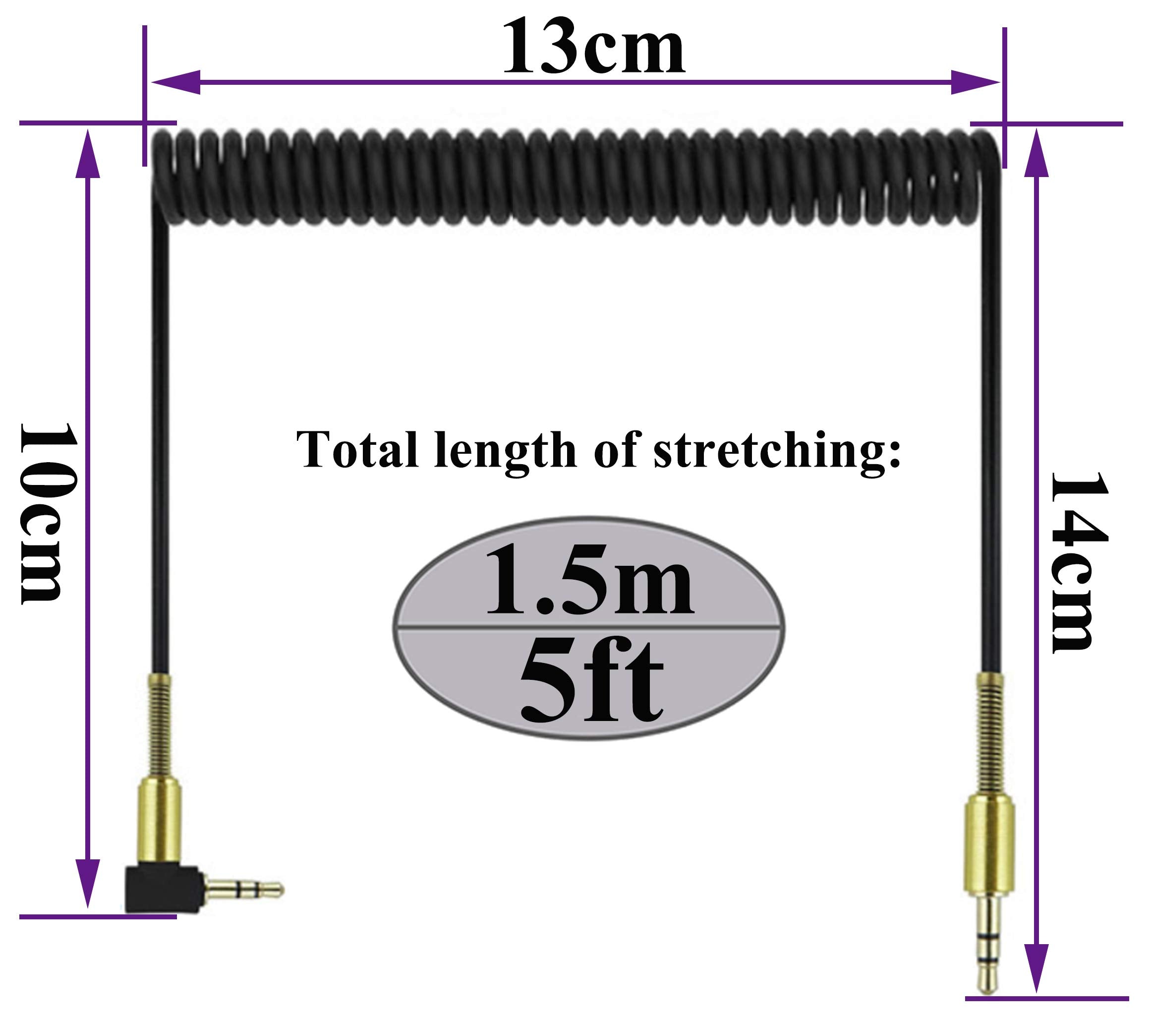 AAOTOKK 3.5mm Coiled Cable - 90 Degree Right Angle 3-Pole TRS Jac by AAOTOKK - Angle View 3