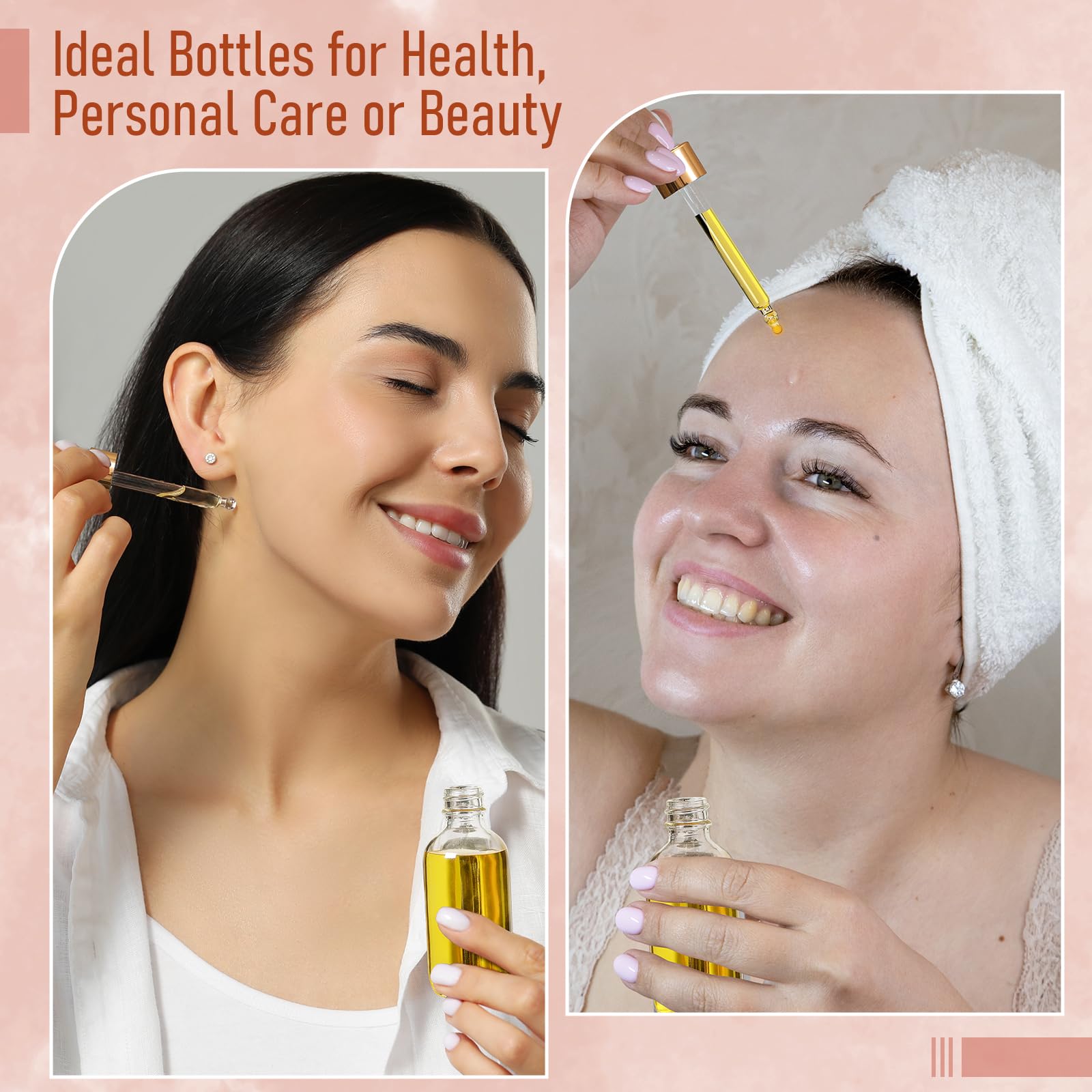 AOZITA 4 Pcs 1 oz Golden Cap Clear Dropper Bottles with 1 - AOZITA Official Product Imagery - 7