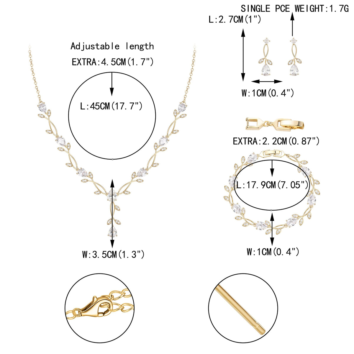 EVER FAITH Cubic Zirconia Pearl Leaf Bridal Jewelry Set for - EVER FAITH Official Imagery - 7
