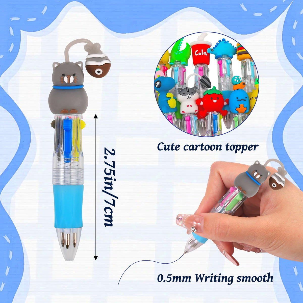 CZWZ 50Pcs Mini Multicolor Pens in One 4 in 1 Cute Pens Bulk - CZWZ Official Imagery - 5