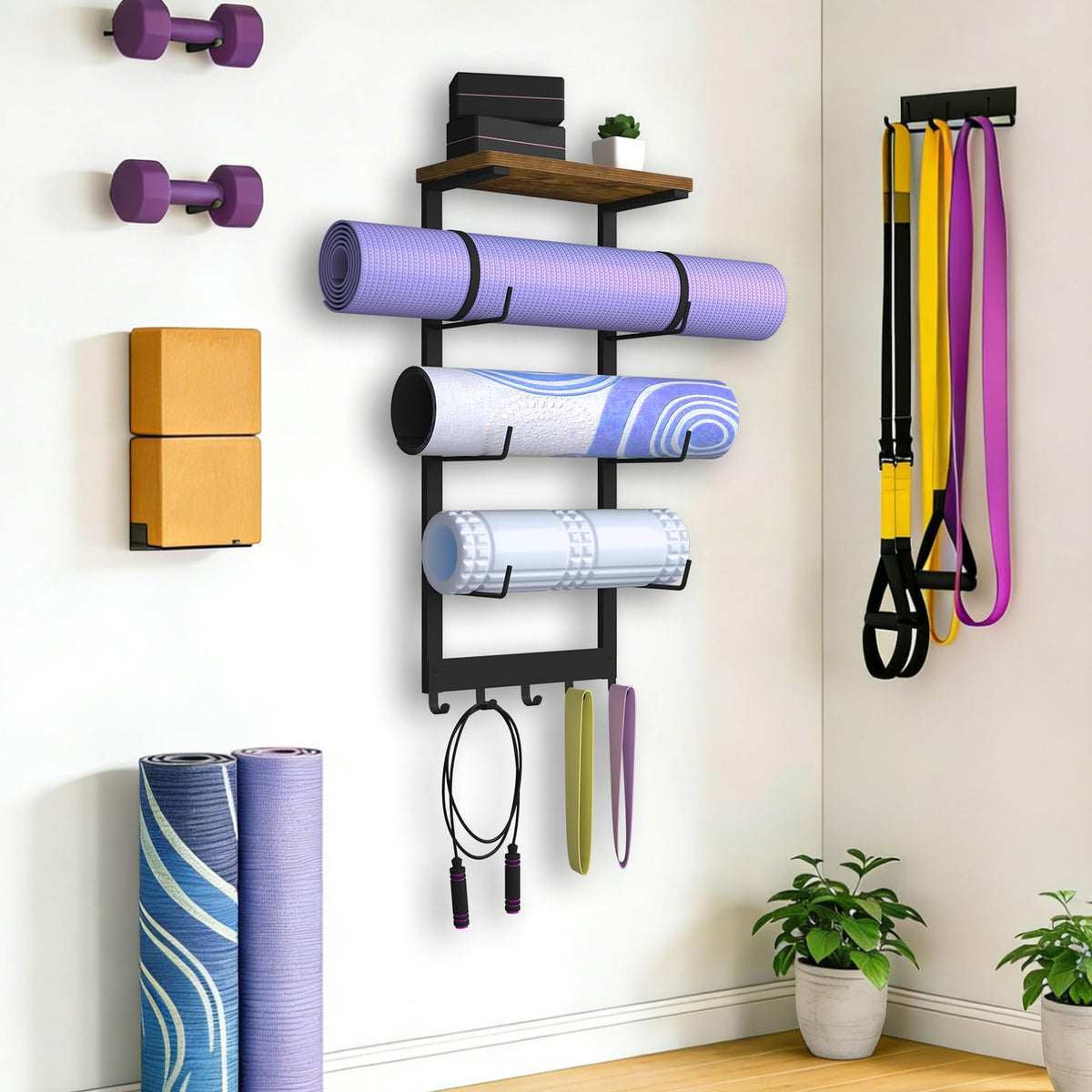 Home Gym Storage Rack for Yoga Mat Holder Wall Mount - BSTSLL Official Imagery - 3