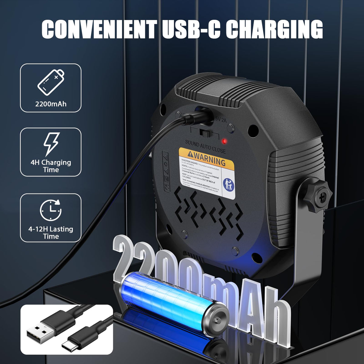 Battery Powered Stage Lights Rechargeable Strobe Lights USB - Kiinsehtoq Official Imagery - 5