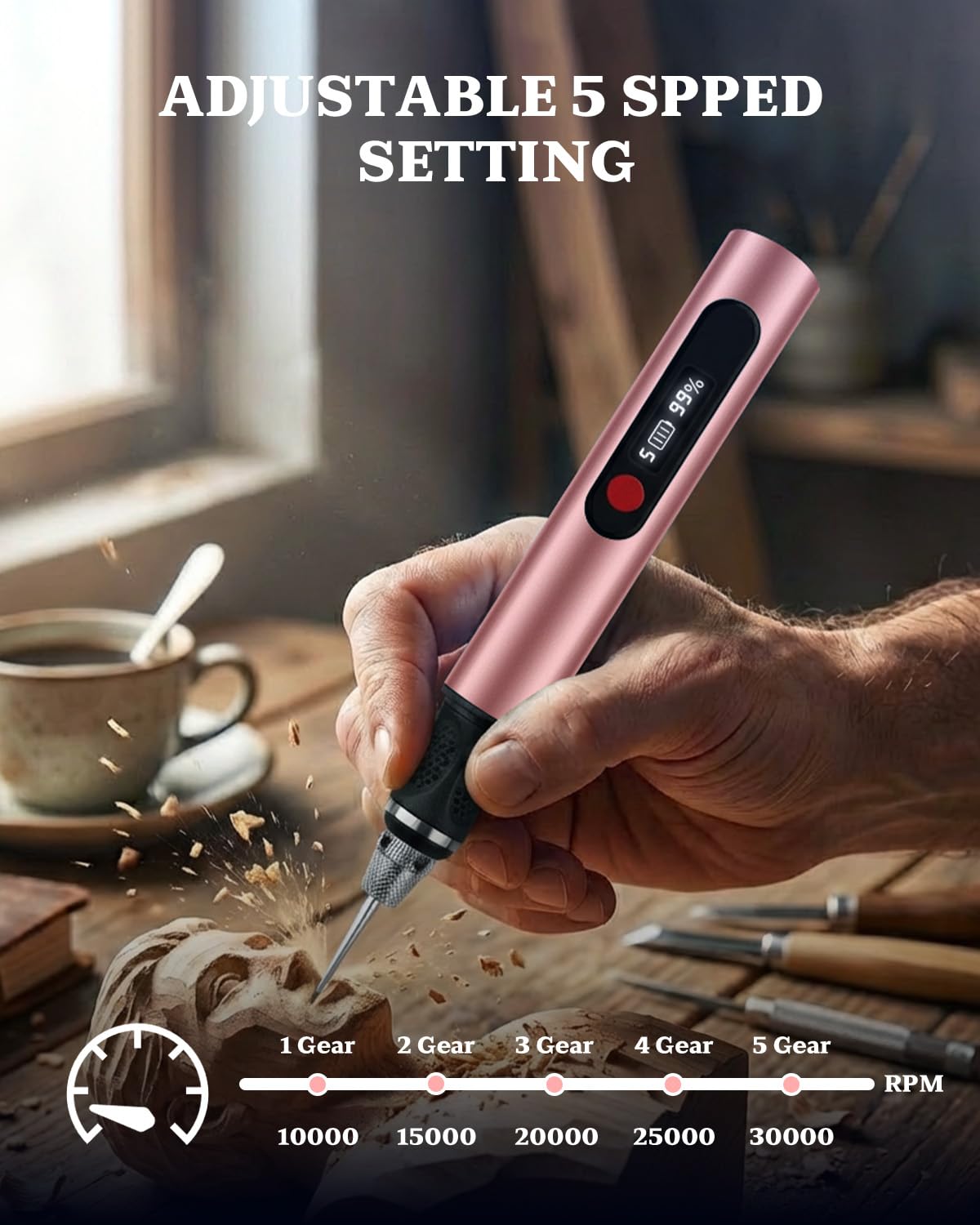 vueowcue Cordless Engraving Pen with LCD Display Anti Slip - vueowcue Official Imagery - 3