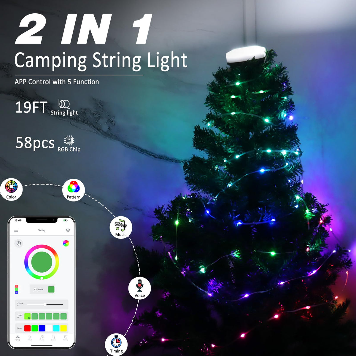 DIBMS LED Camping String Light Rechargeable Waterproof Tent - DIBMS Official Imagery - 3