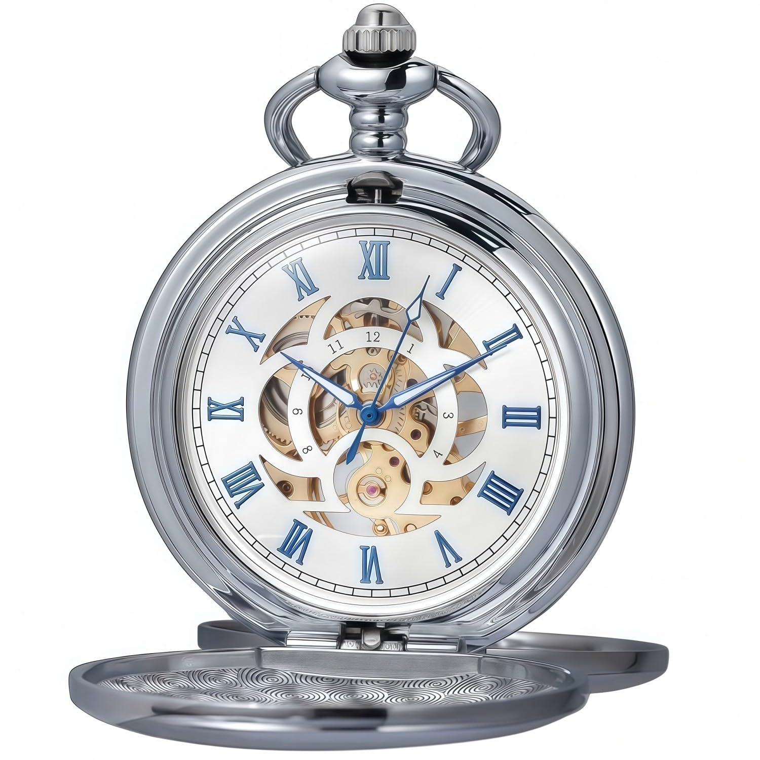 Kchss Mechanical Pocket Watch with Chain - Retro Smooth Classic Handwi - View 9
