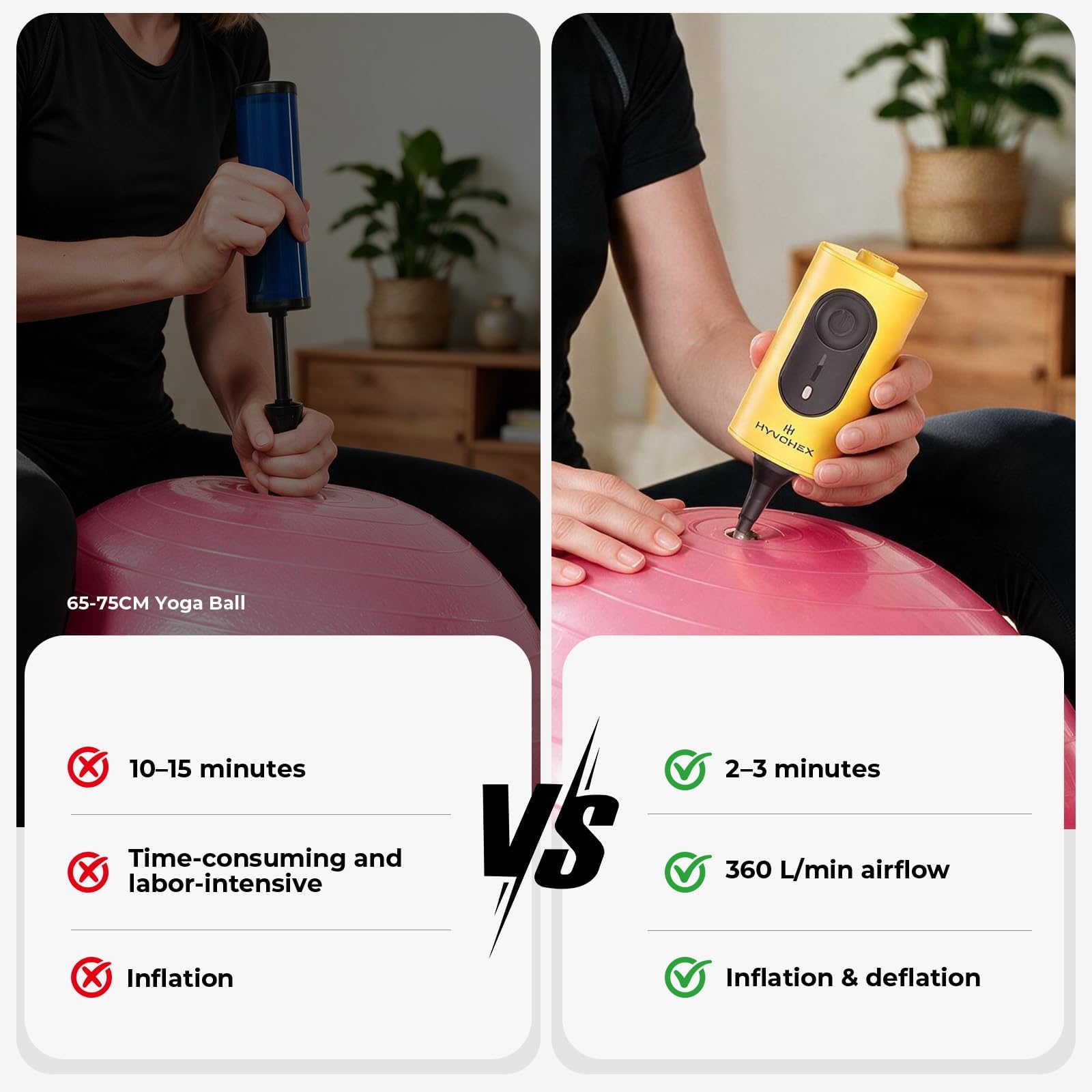 HYVOHEX Portable Air Pump for Inflatables, 4000mAh Ultra Fast Air Matt - View 7