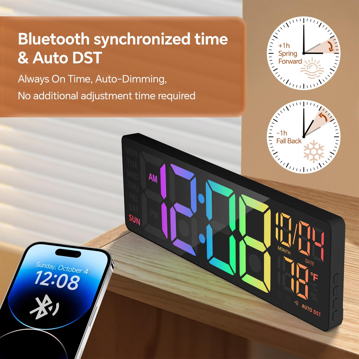 YISILE 16 Inch RGB LED Digital Wall Clock - YISILE Official Imagery - 5