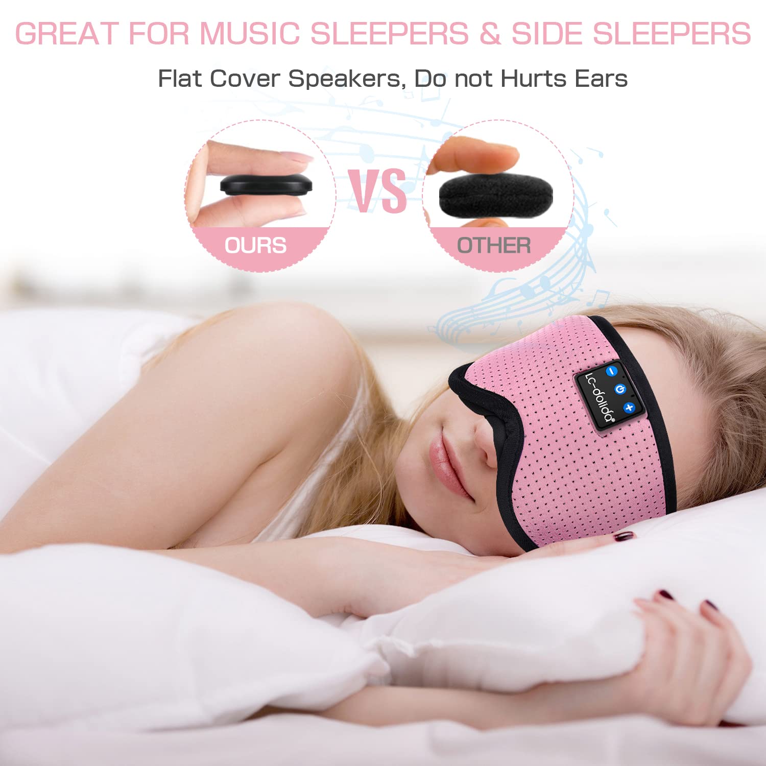 Sleep Mask with Bluetooth Headphones,LC-dolida Sleep Headphones B by LC-dolida - Angle View 3