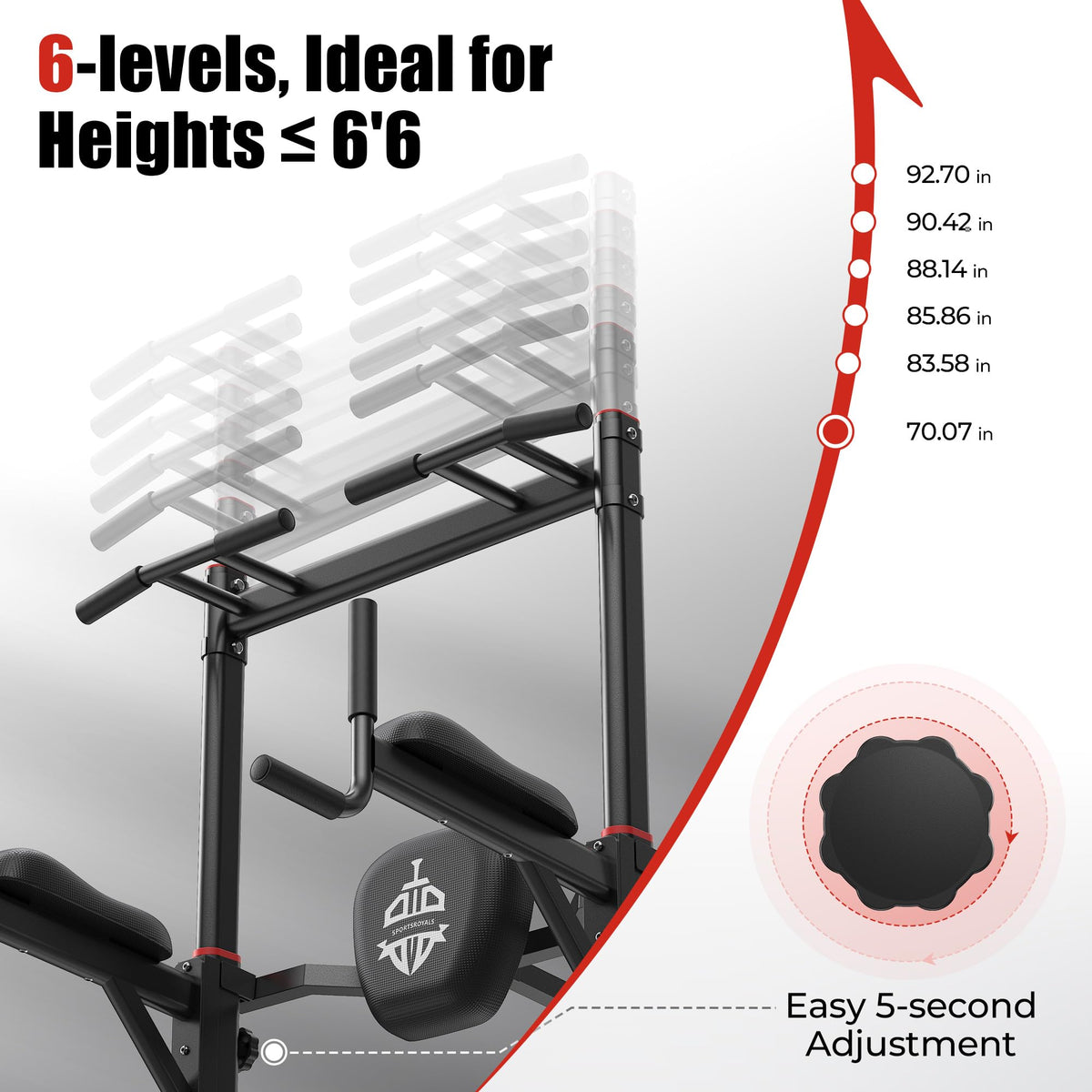 SPORTSROYALS Free Standing Pull Up Bar Power Tower for Home - Sportsroyals Official Imagery - 5