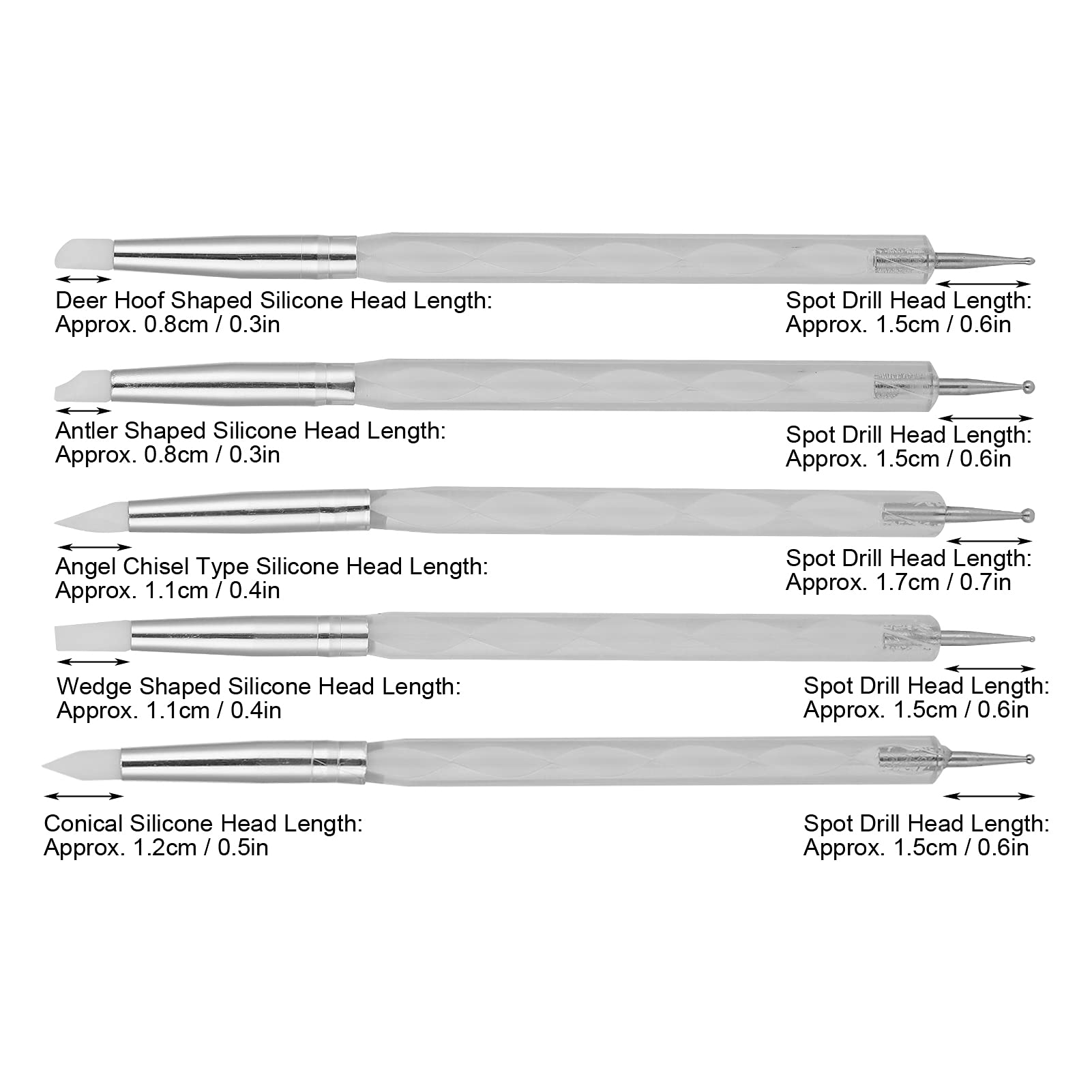 BSTiltion 5-piece dual-end nail art dotting pen set in white with fine tips for precise nail polish designs.