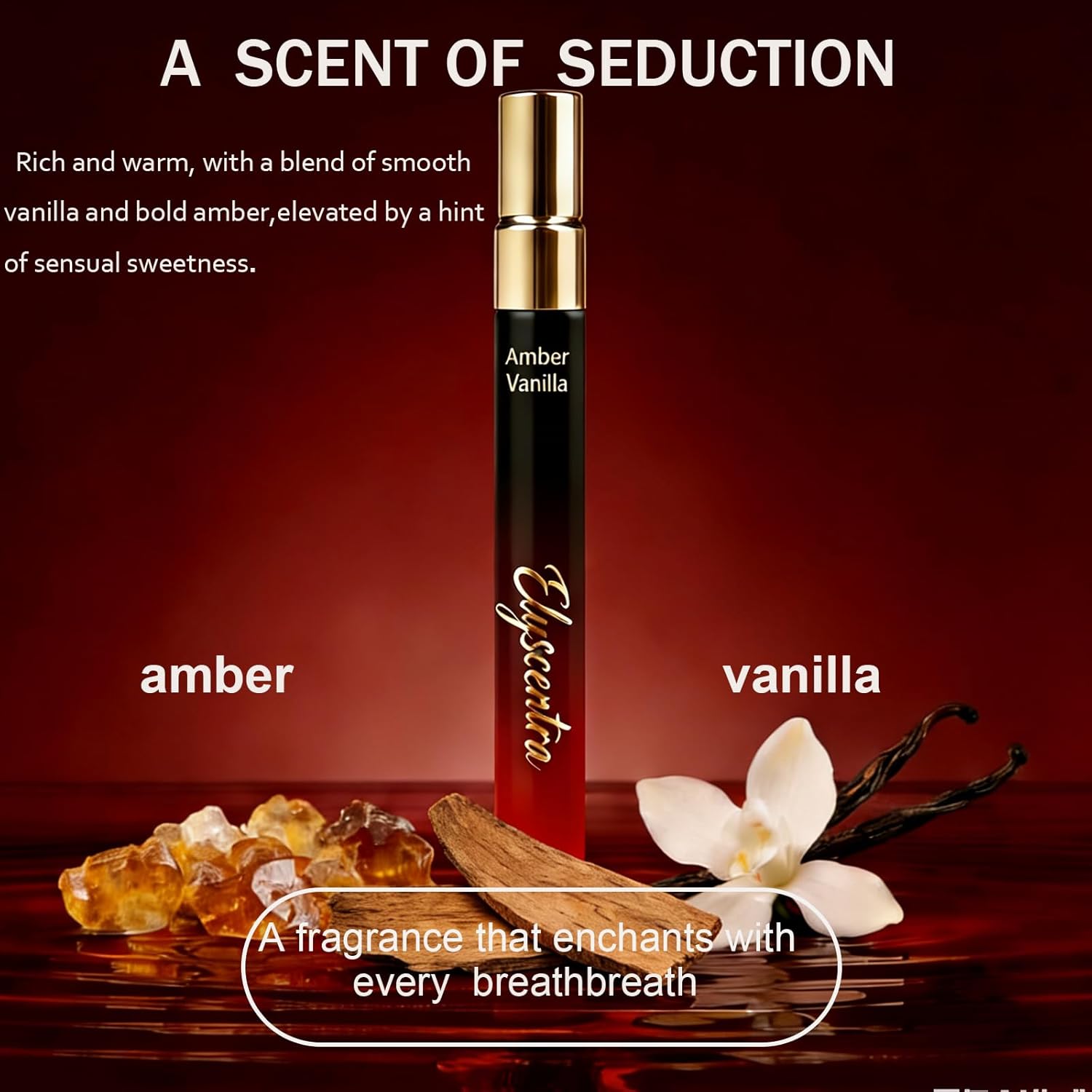 Elyscentra pheromone perfume for women in amber vanilla scent, long-lasting Eau de Parfum spray with elegant bottle design