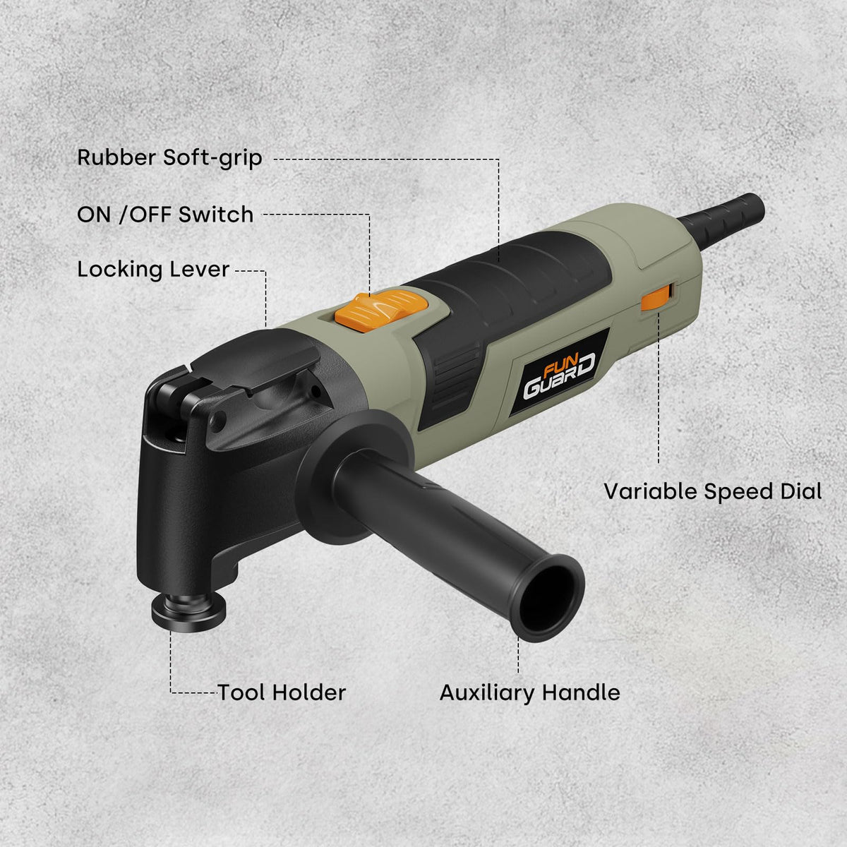 Oscillating Tool 300W 6 Speed 30 Piece Accessory Kit - Funguard Official Imagery - 8