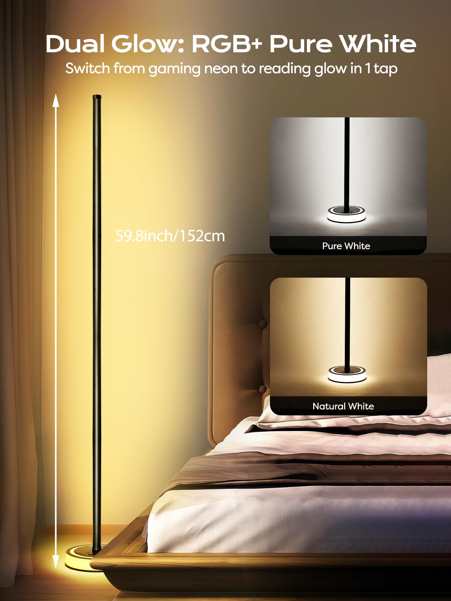 BRINGUX Smart Corner Floor Lamp, RGBICW LED Standing Lamp with App Control, 16 M - BRINGUX Official Product View 7