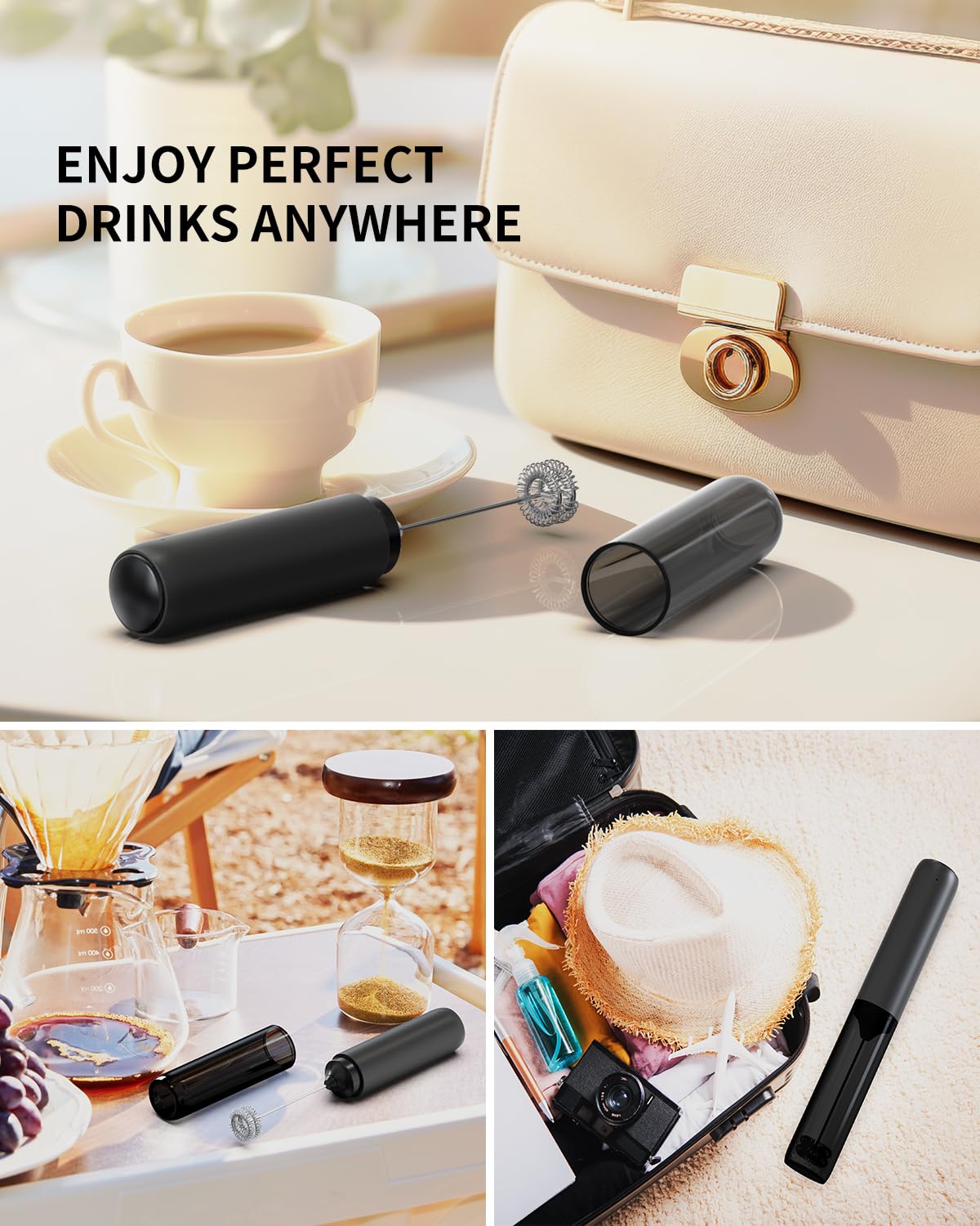 CIRCLE JOY Rechargeable Milk Frother Handheld, Dual Coil Whisk He by CIRCLE JOY - Angle View 6