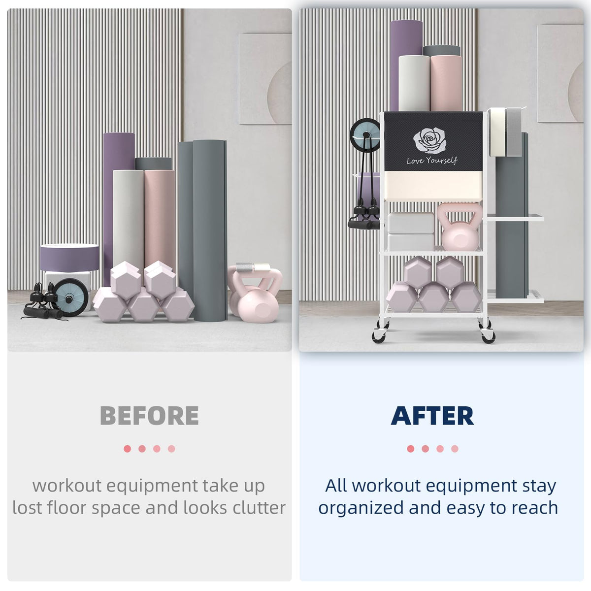 Multi Functional Home Gym Storage Rack Yoga Mat Storage on - Lovind Official Imagery - 4