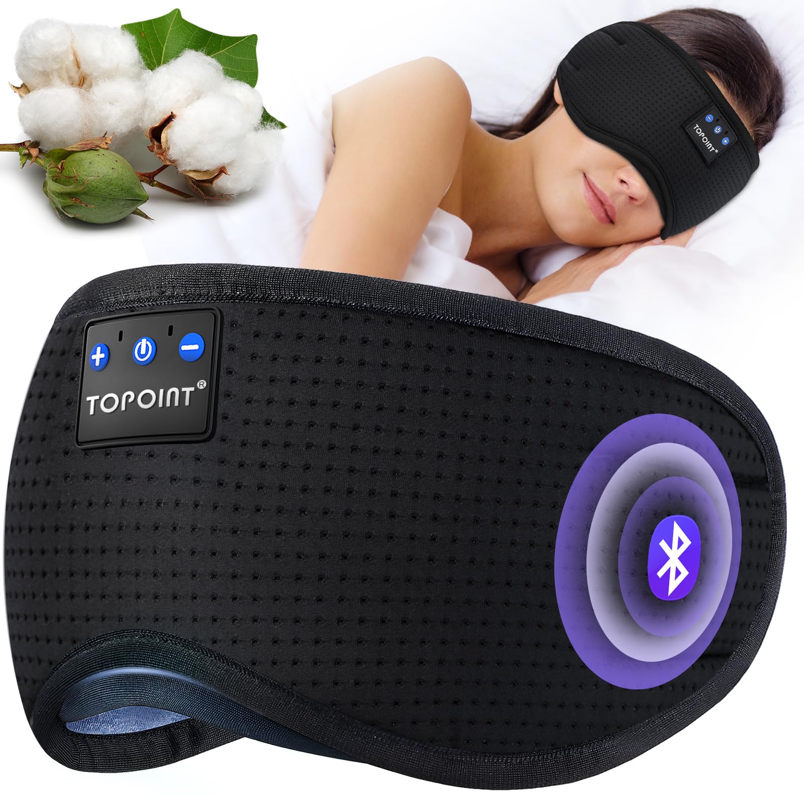 TOPOINT Sleep Headphones, Sleeping Headphones Bluetooth Sleep Mask with Bluetoot - TOPOINT Official Product View 10