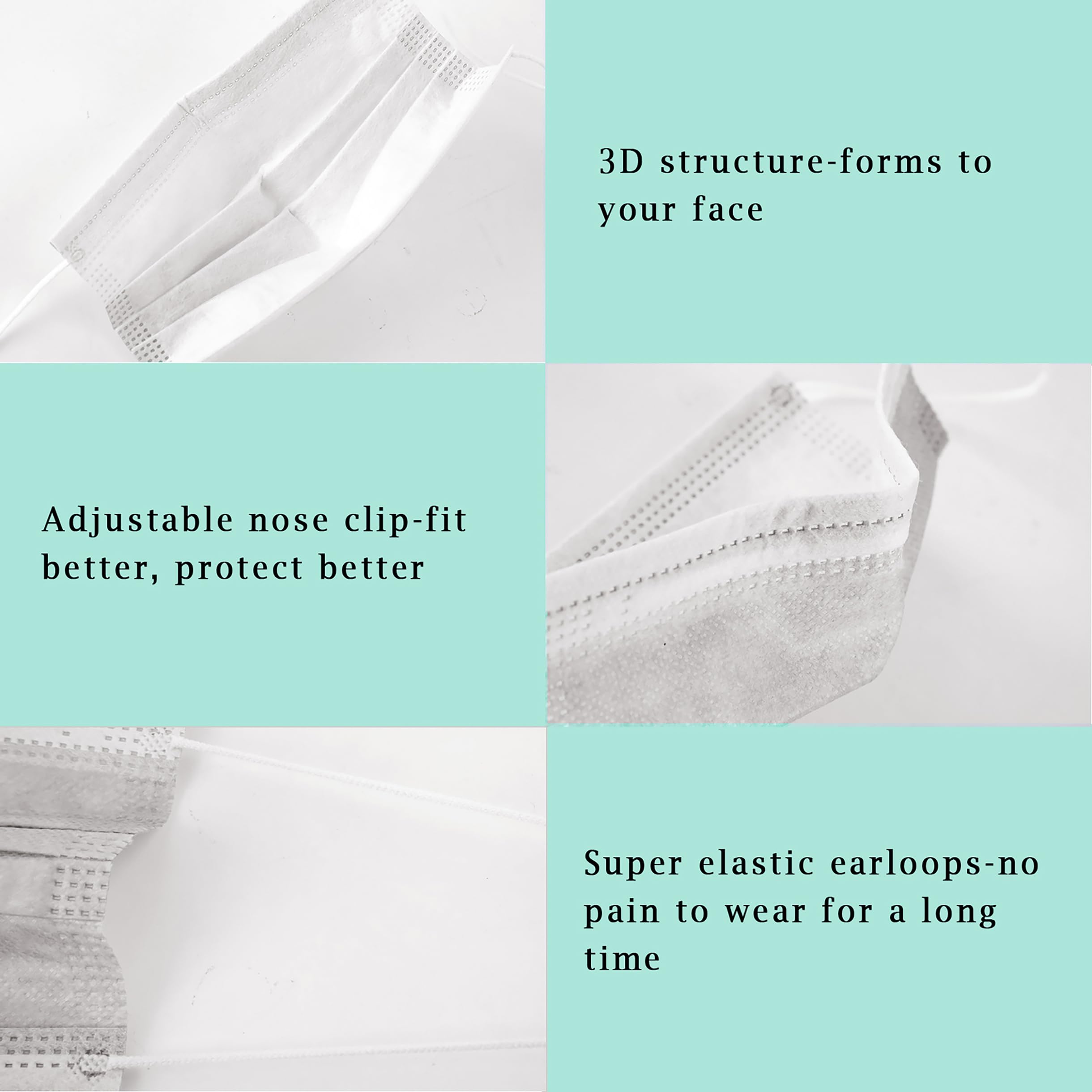 Borje White Disposable Face Masks 100 Pcs White Face Mask 3 Ply P - Borje Official Product View 4